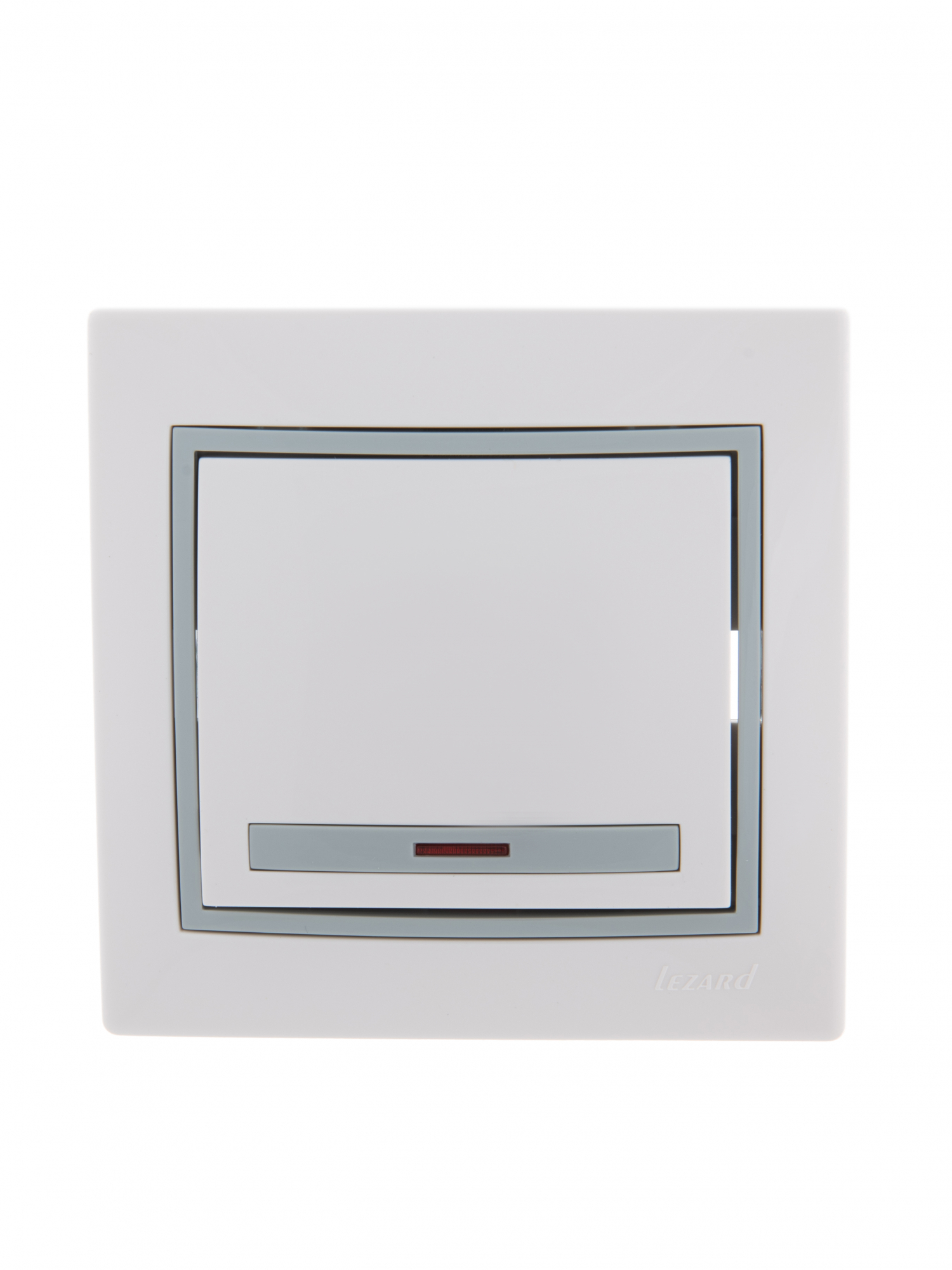 Выключатель одноклавишный, с подсветкой, белый, с серой вставкой Lezard 701-0215-111