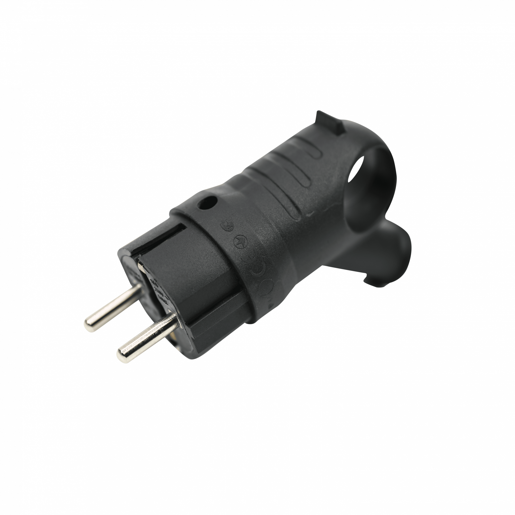 Вилка 2К+З угловая каучуковая 16А/250В IP44 Чёрная MultiSet Systeme Electric MST1102BK
