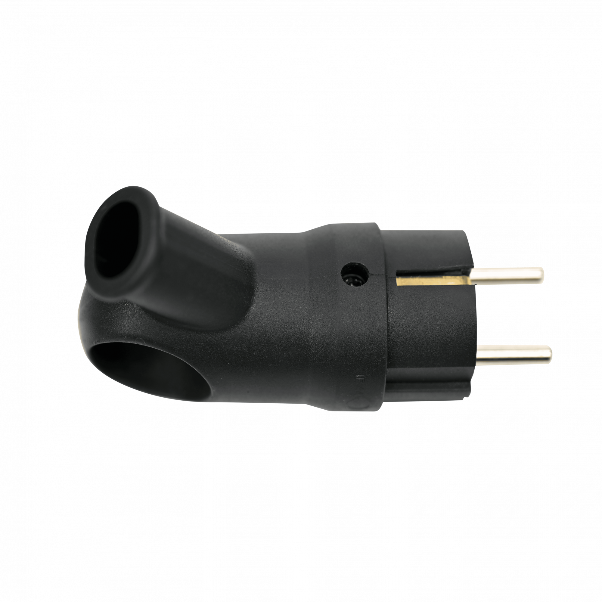Вилка 2К+З угловая каучуковая 16А/250В IP44 Чёрная MultiSet Systeme Electric MST1102BK