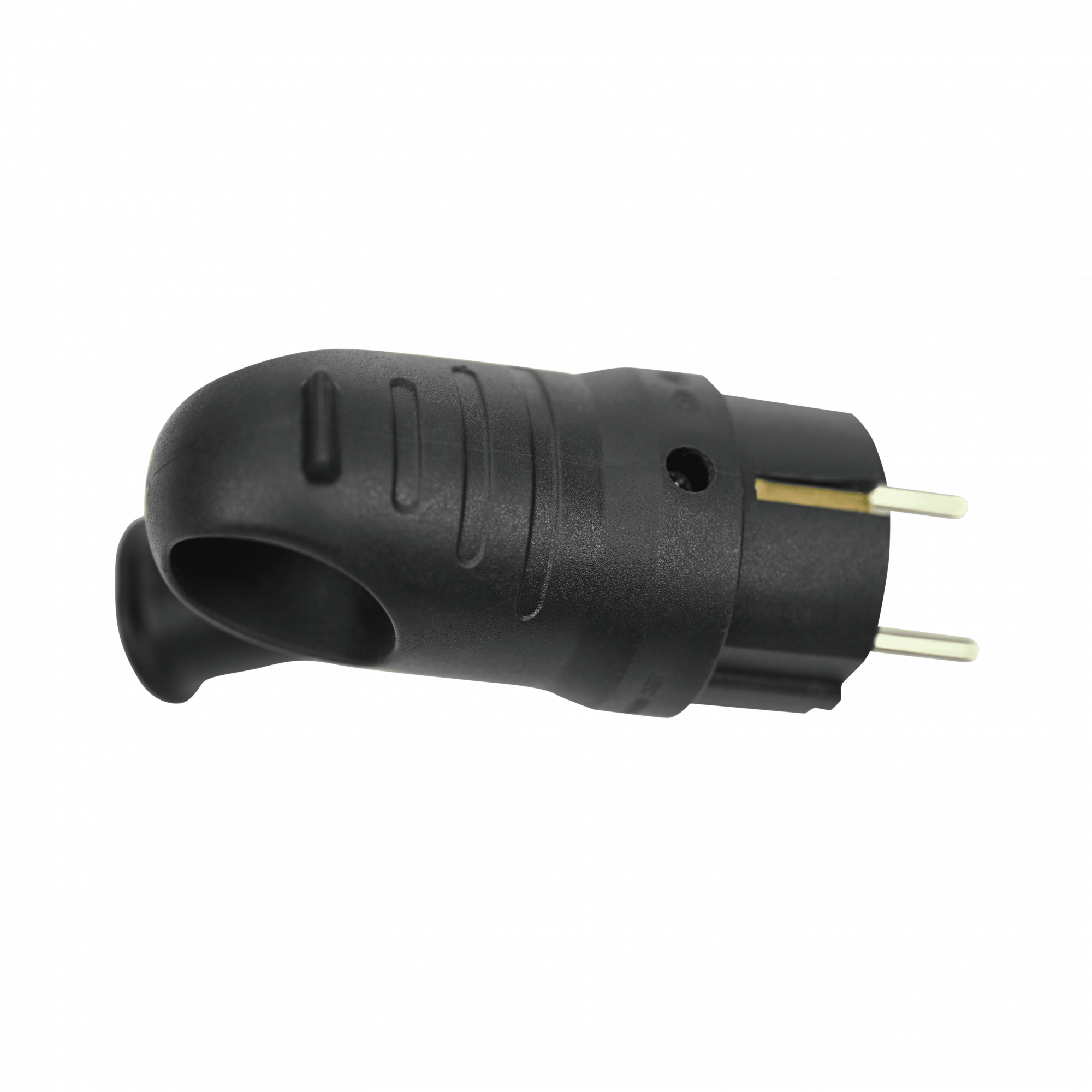 Вилка 2К+З угловая каучуковая 16А/250В IP44 Чёрная MultiSet Systeme Electric MST1102BK