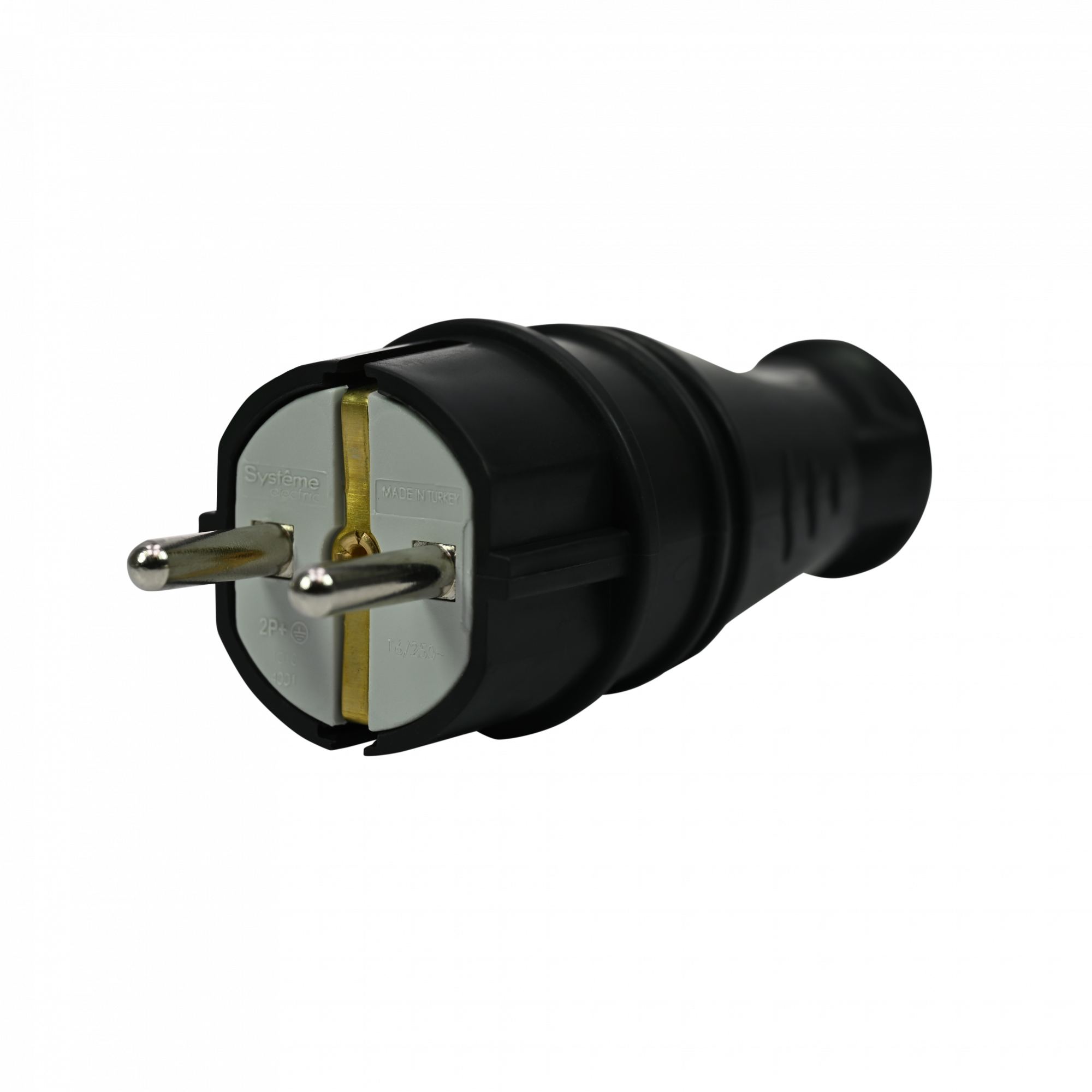 Вилка 2К+З прямая каучуковая 16А/250В IP44 Чёрная MultiSet Systeme Electric MST4001BK
