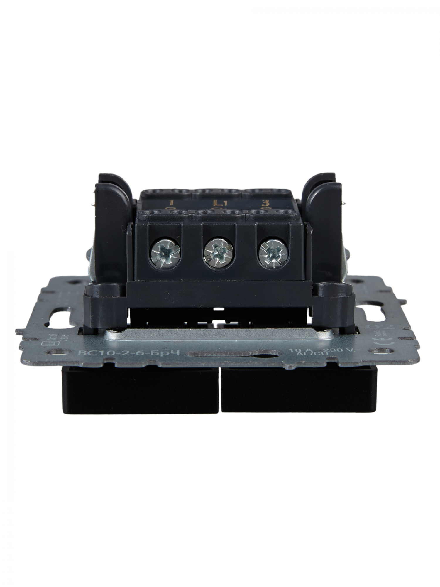 BRITE Выключатель двухклавишный проходной 10А ВС10-2-6-БрЧ черный IEK BR-V22-0-10-K02