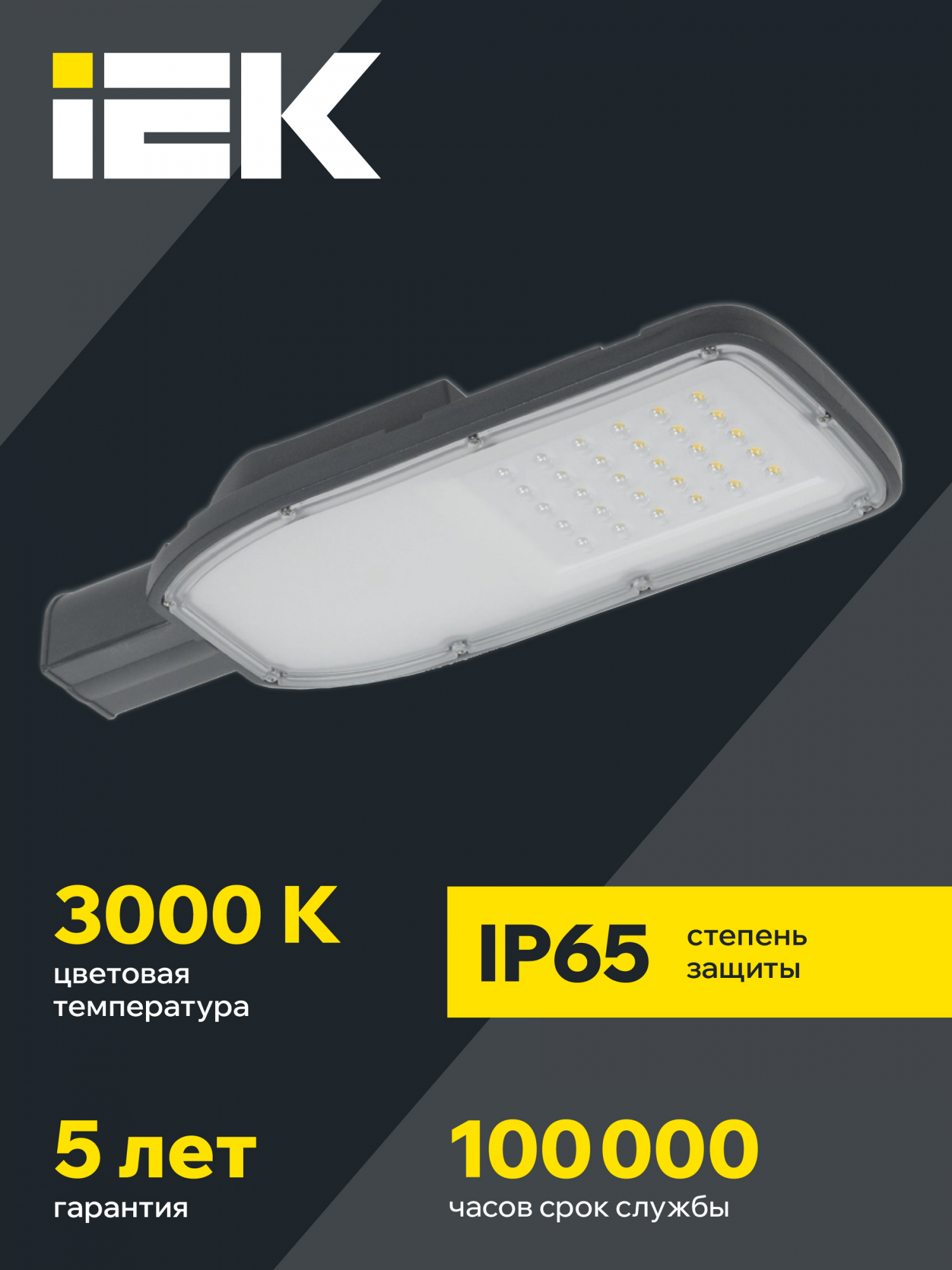 Светильник светодиодный консольный ДКУ 1004-50Ш 3000К IP65 серый IEK LDKU1-1004-050-3000-K03