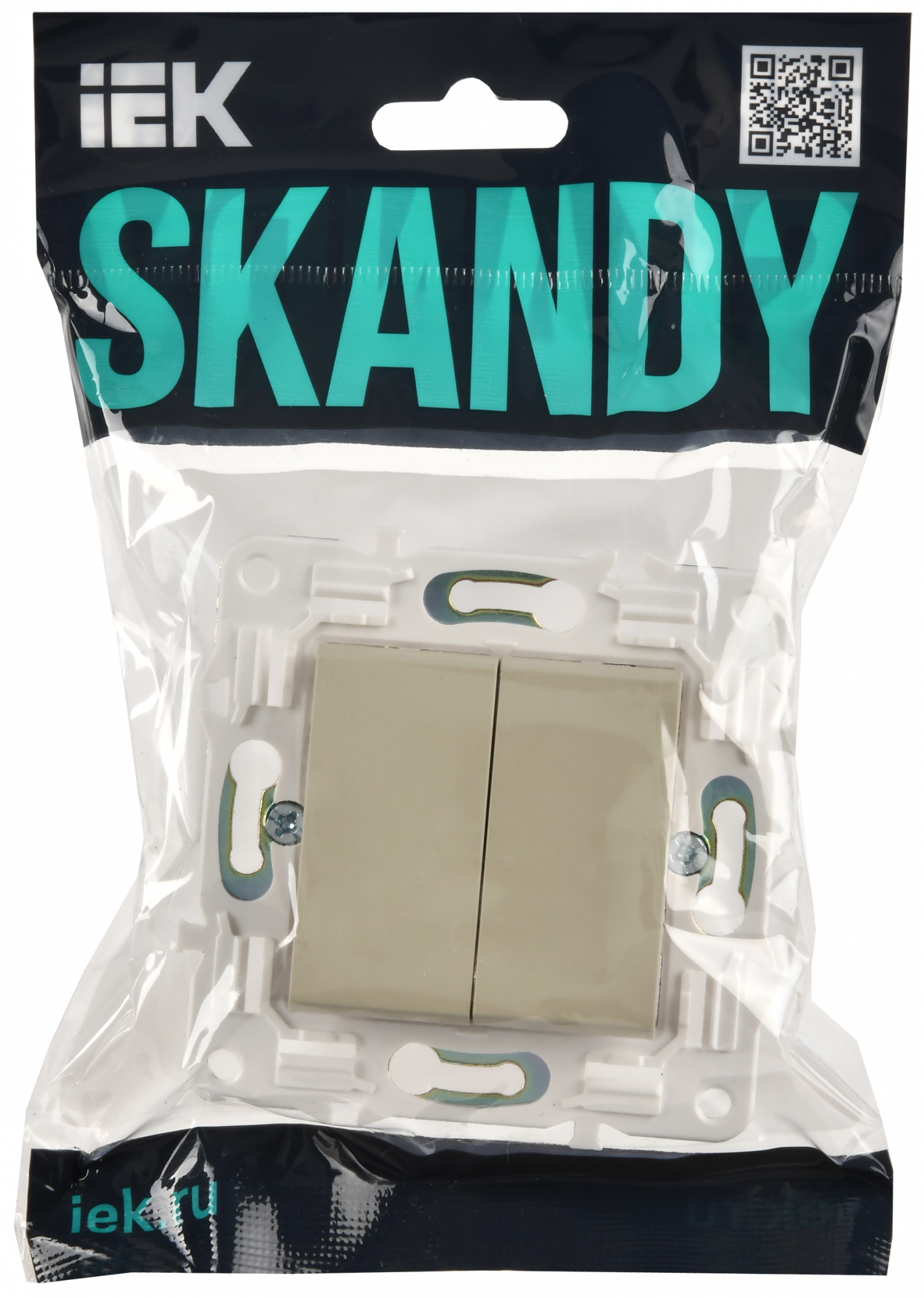 SKANDY Выключатель 2-клавишный 10А SK-V04B бежевый IEK SK-V20-0-10-K10