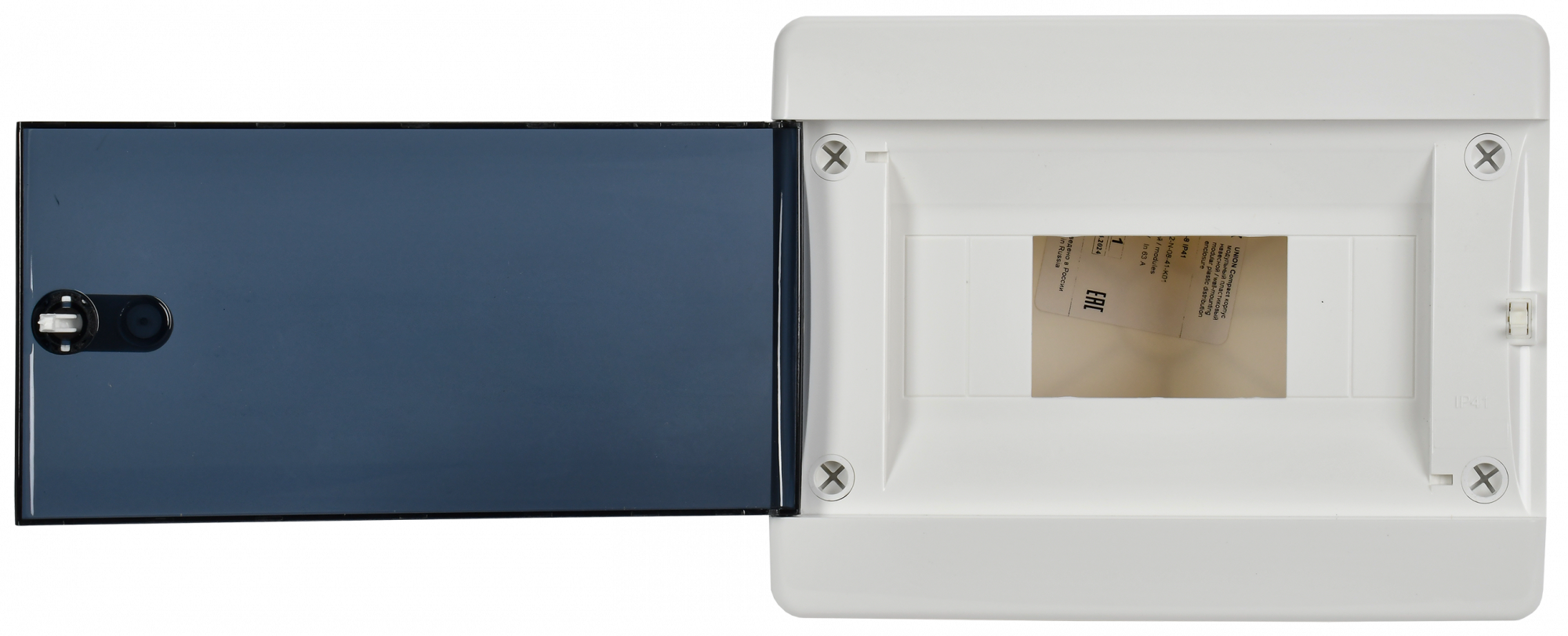 UNION Compact Корпус пластиковый ЩРН-П-8 IP41 черная прозрачная дверь IEK UIC-KP12-N-08-41-K01