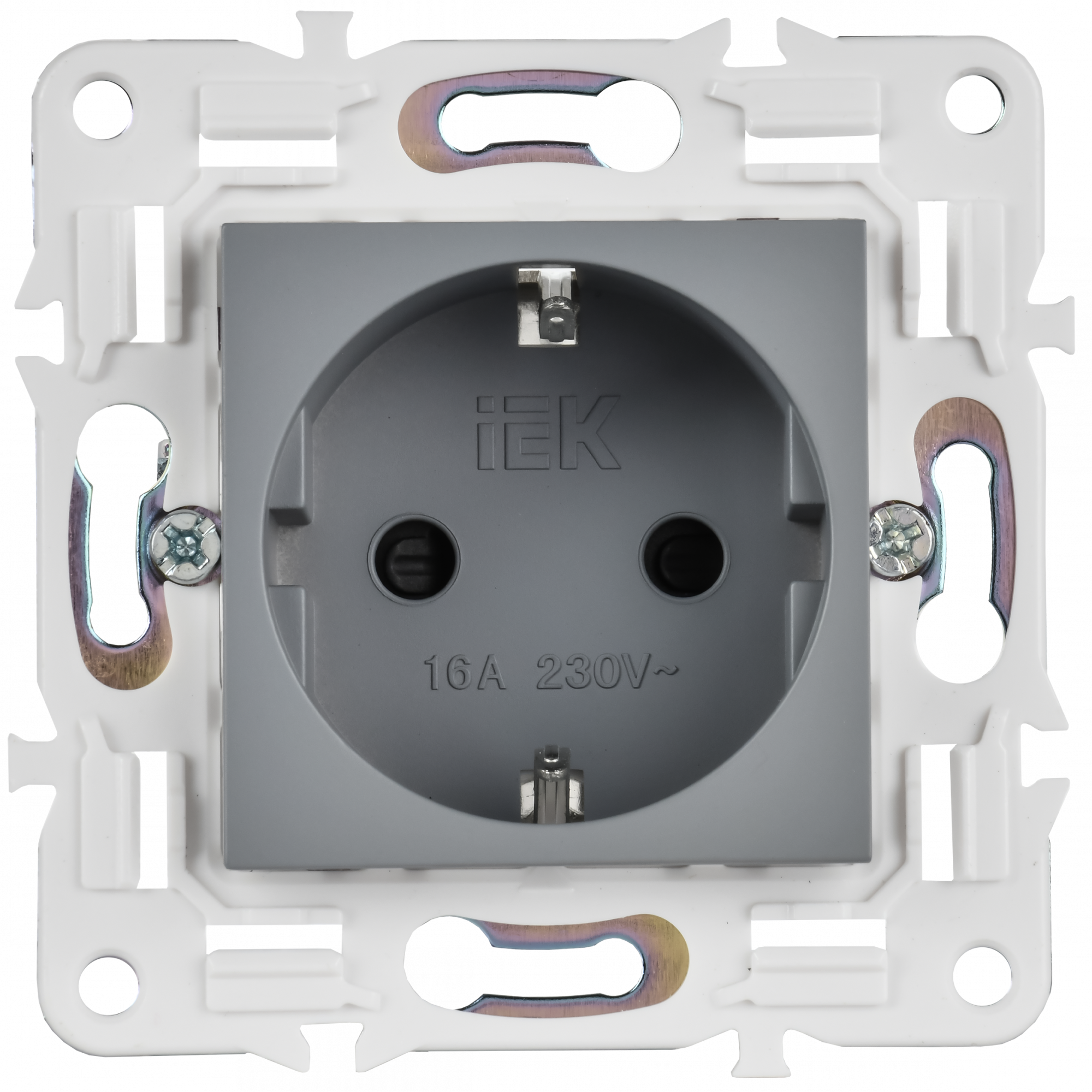 SKANDY Розетка с заземлением с защитными шторками 16А SK-R04Gr серый IEK SK-R14-16-K03
