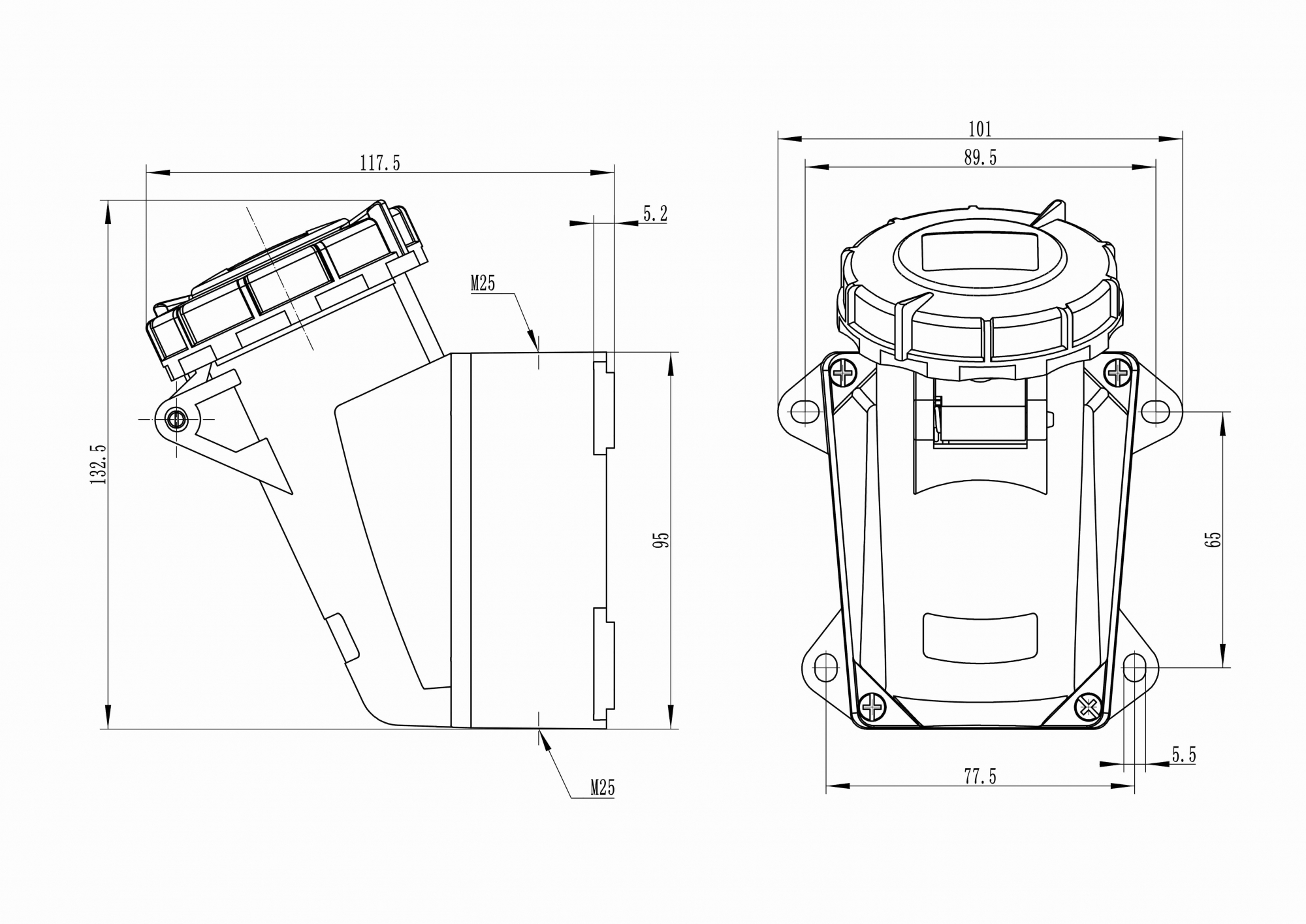 Розетка наружная IP67 16A 2P+E 230В DKC DIS5181653T