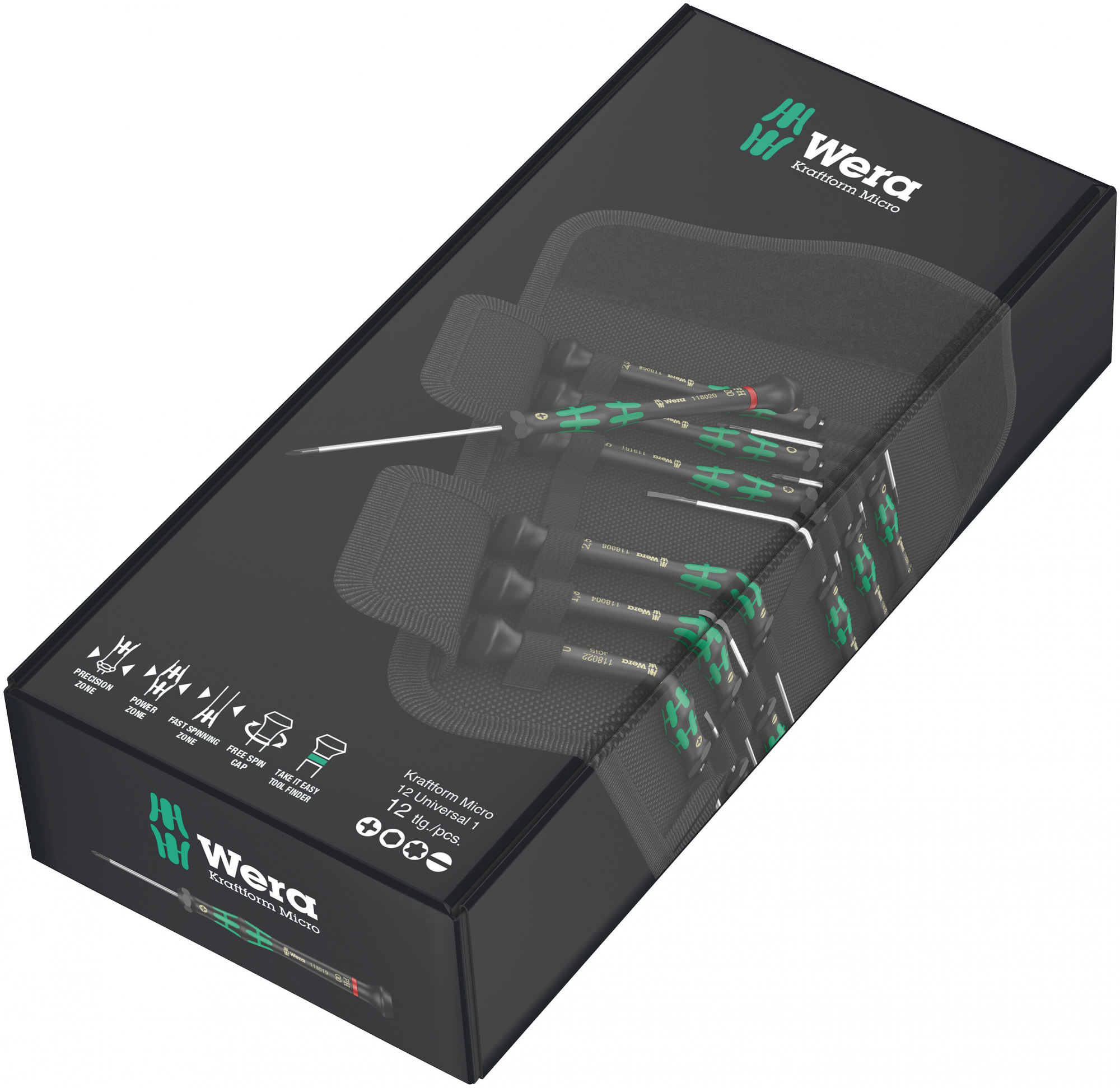 Набор отвёрток Micro 12 Universal 1 для прецизионных работ 12 предметов Wera WE-073675