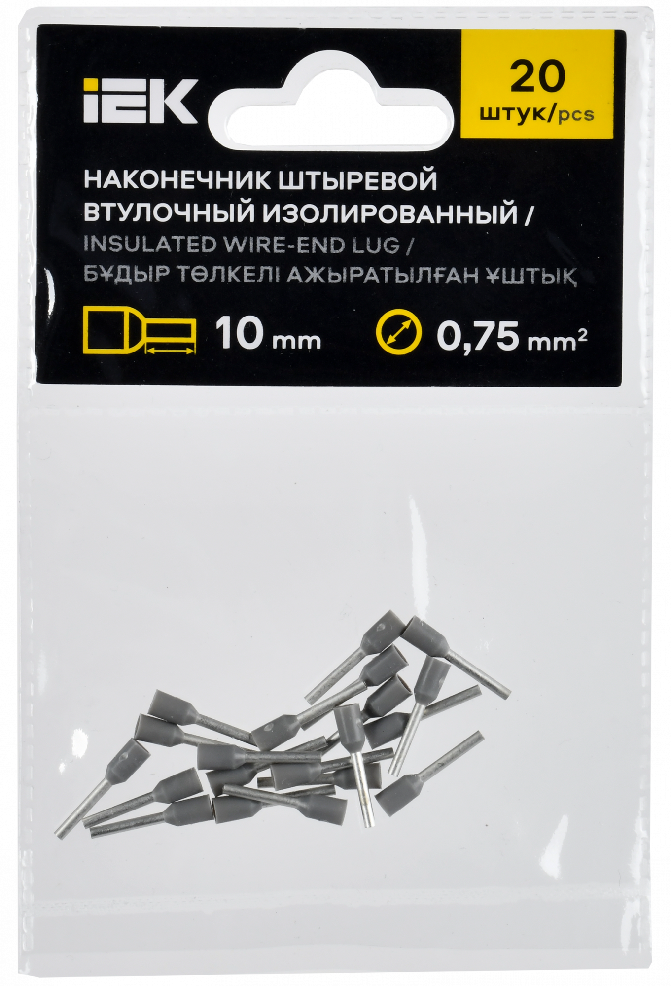 Наконечник НШВИ 0,75-10 серый (20шт/упак) IEK UGN11-C75-010-020