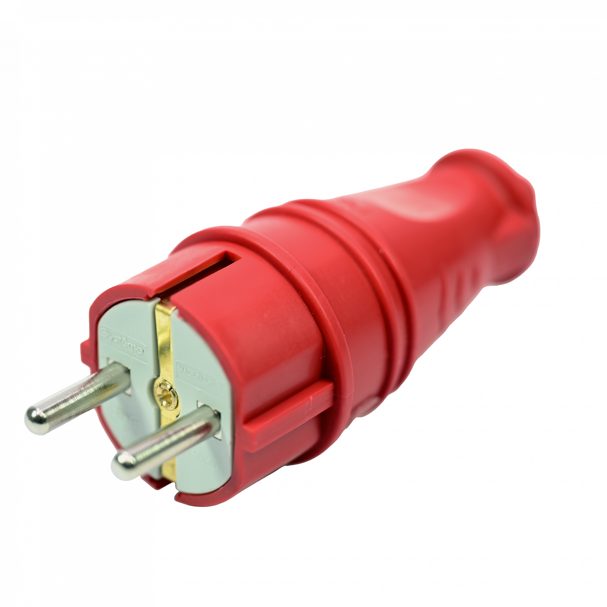 MultiSet Вилка 2К+З прямая каучуковая 16А/250В IP44 Красная Systeme Electric MST4401RD