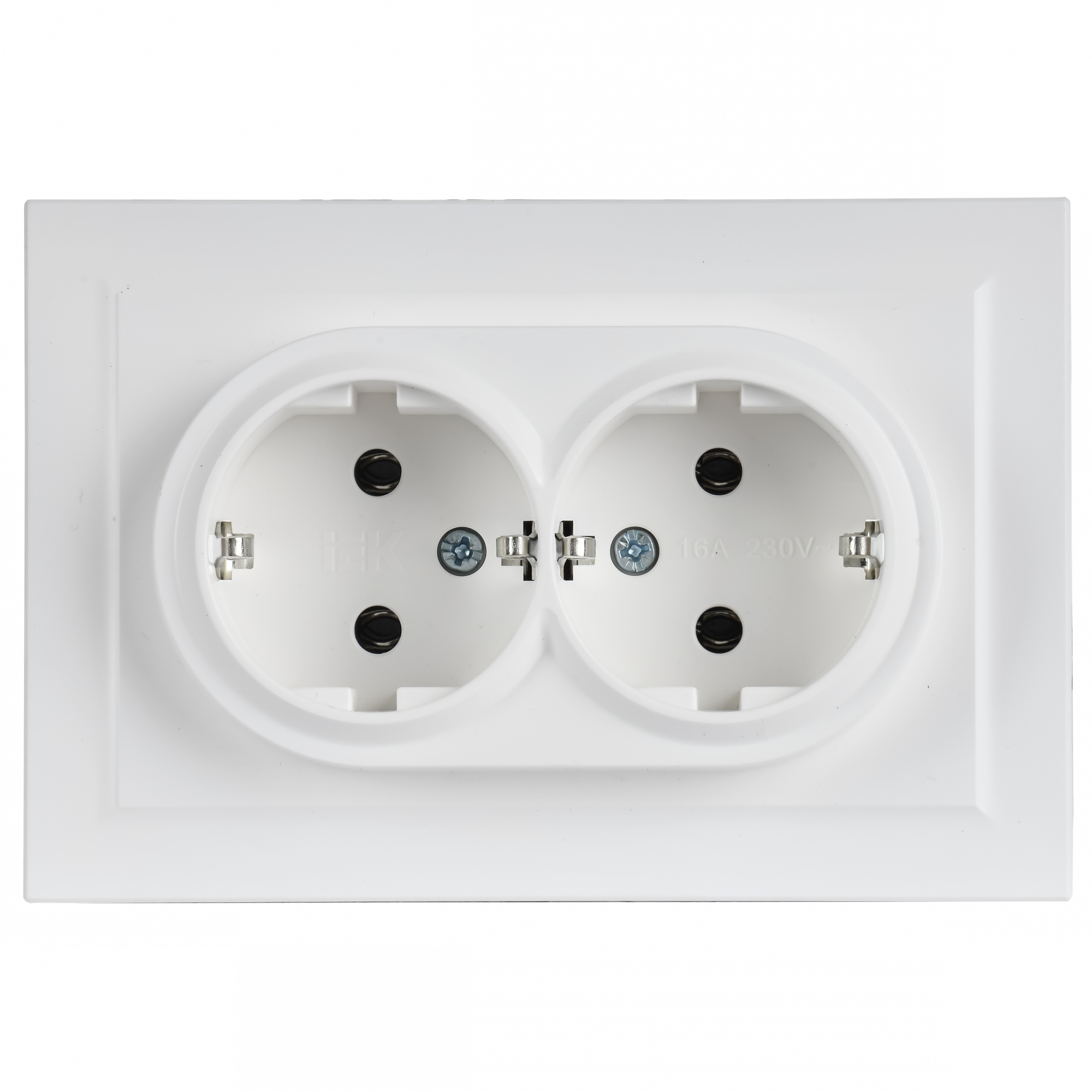 BRITE Розетка 2-местная с заземлением без защитных шторок 16А в сборе РС12-3-БрАБ арктический белый IEK BR-R21-16-K91-F