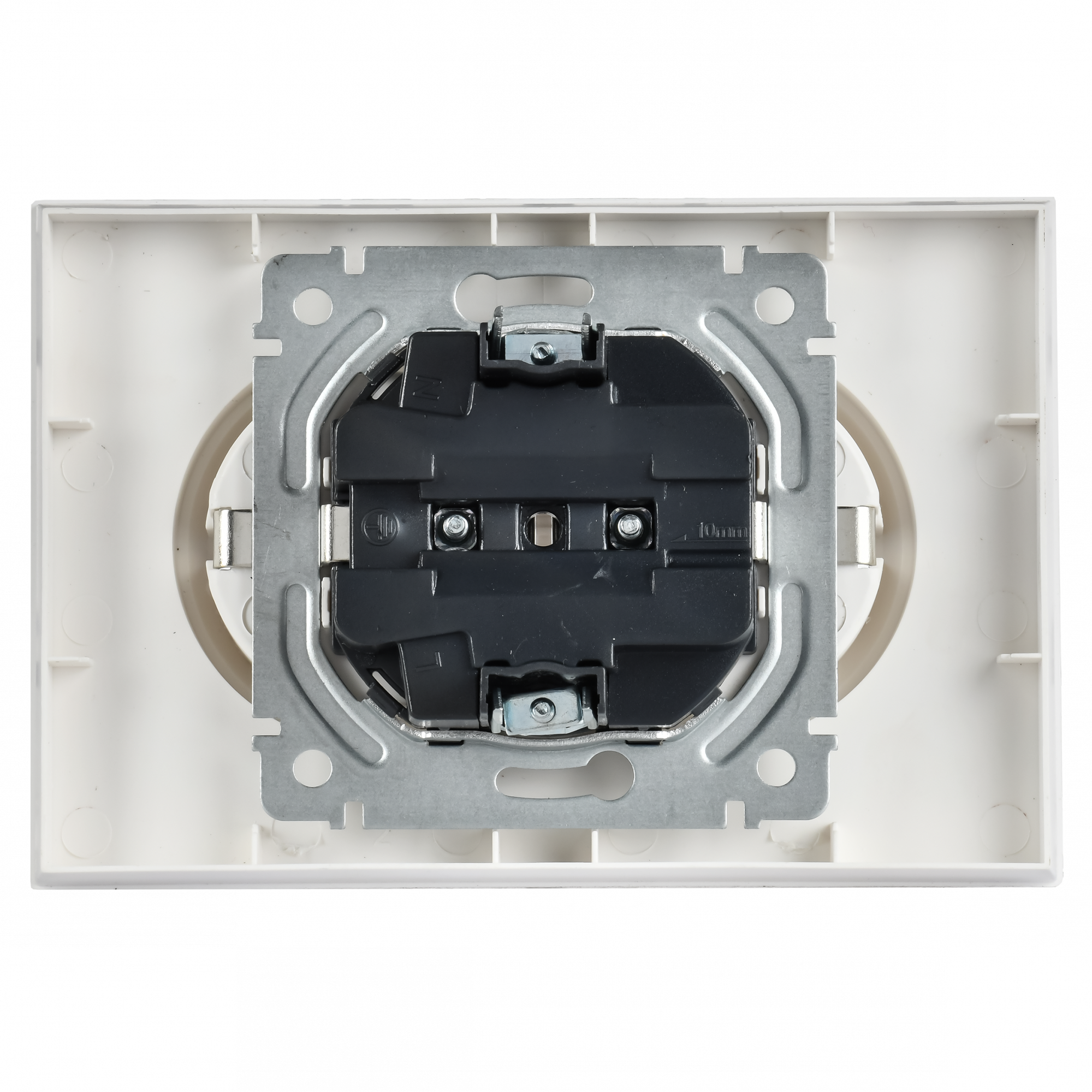 BRITE Розетка 2-местная с заземлением без защитных шторок 16А в сборе РС12-3-БрАБ арктический белый IEK BR-R21-16-K91-F