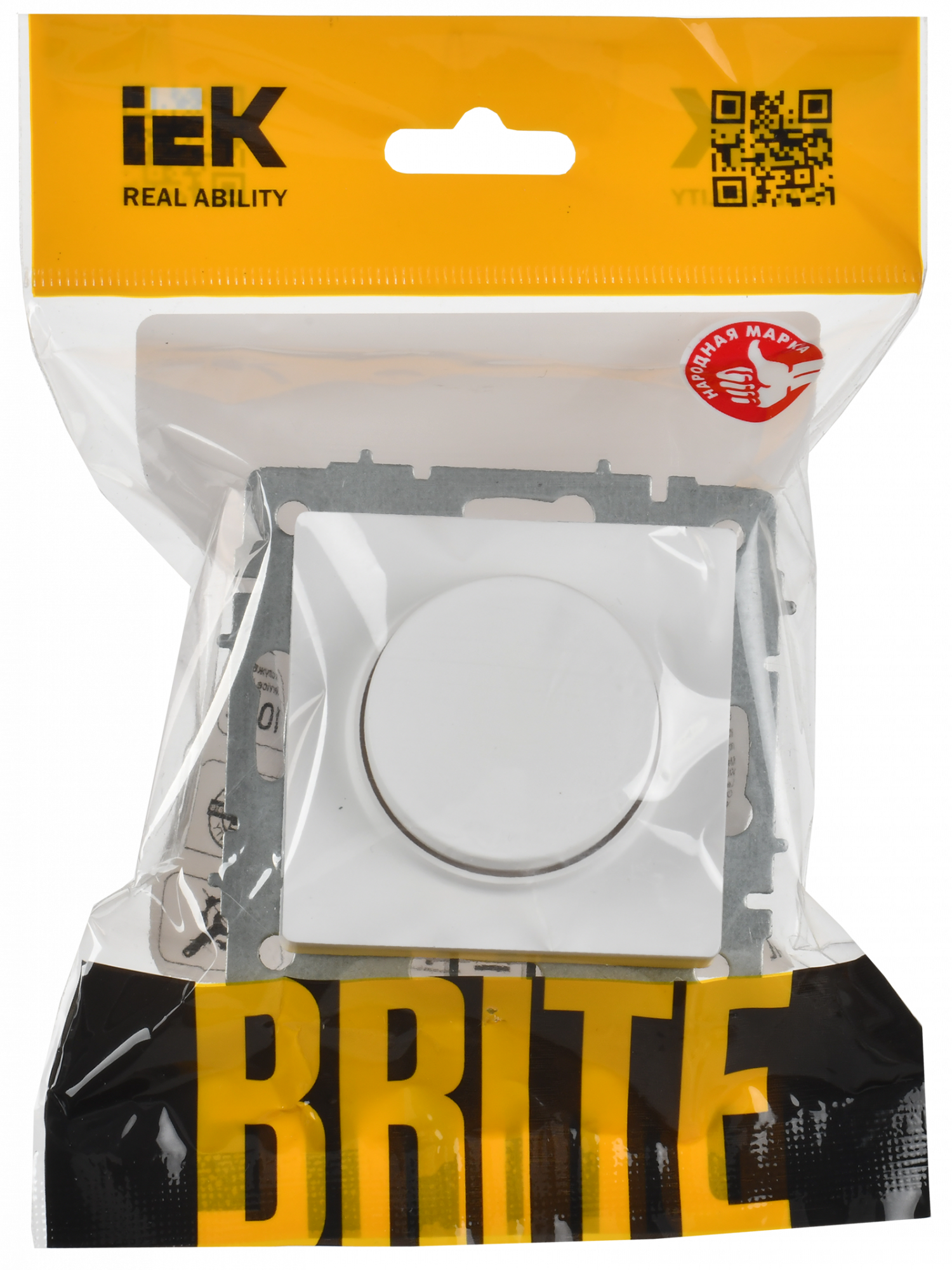 BRITE Светорегулятор поворотно-нажимной 600Вт СС10-1-0-БрАБ арктический белый IEK BR-D20-0600-K91