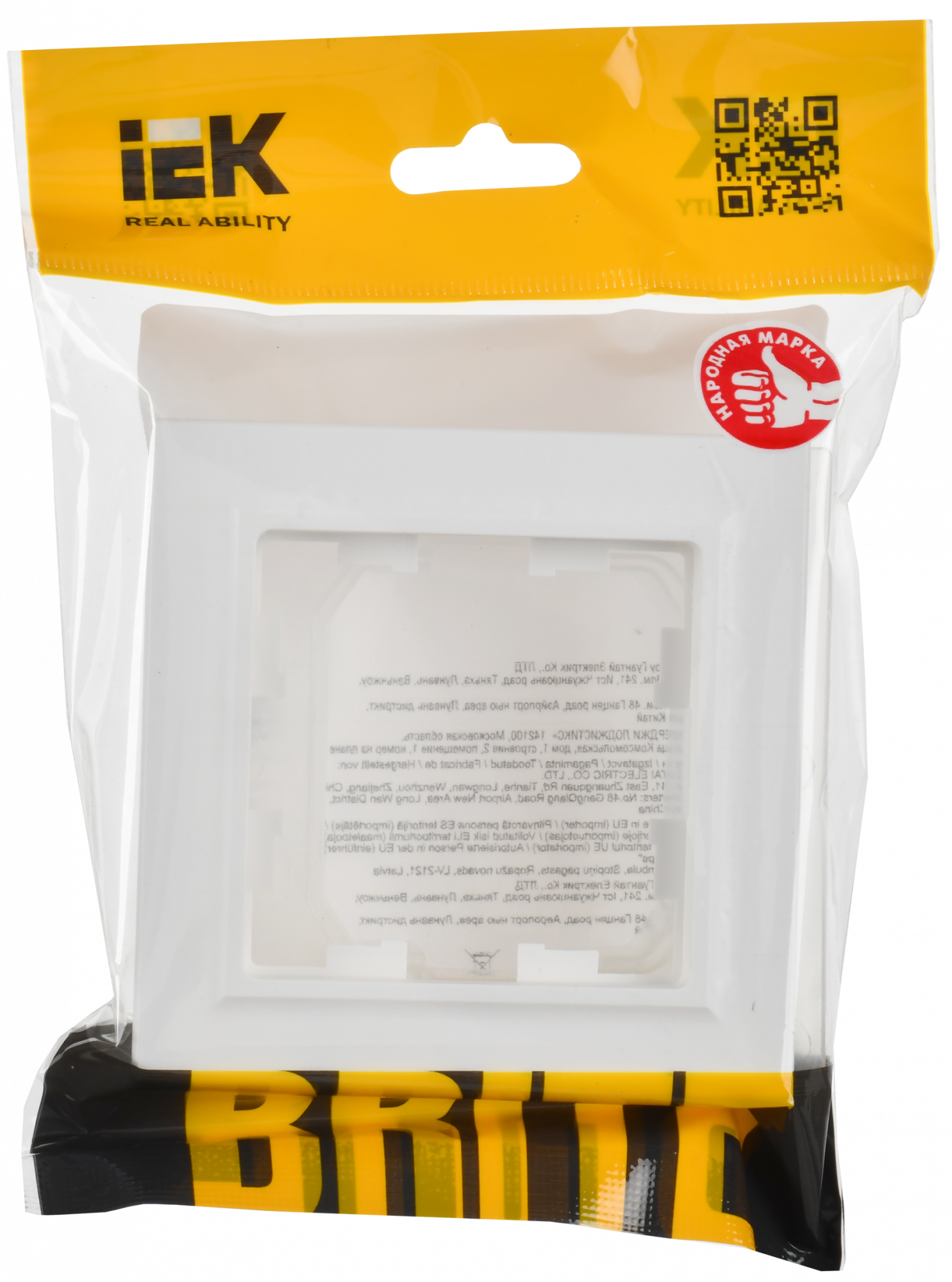 BRITE Рамка 1-местная IP44 РУ-1-БрАБ-44 арктический белый IEK BR-M12-44-K91