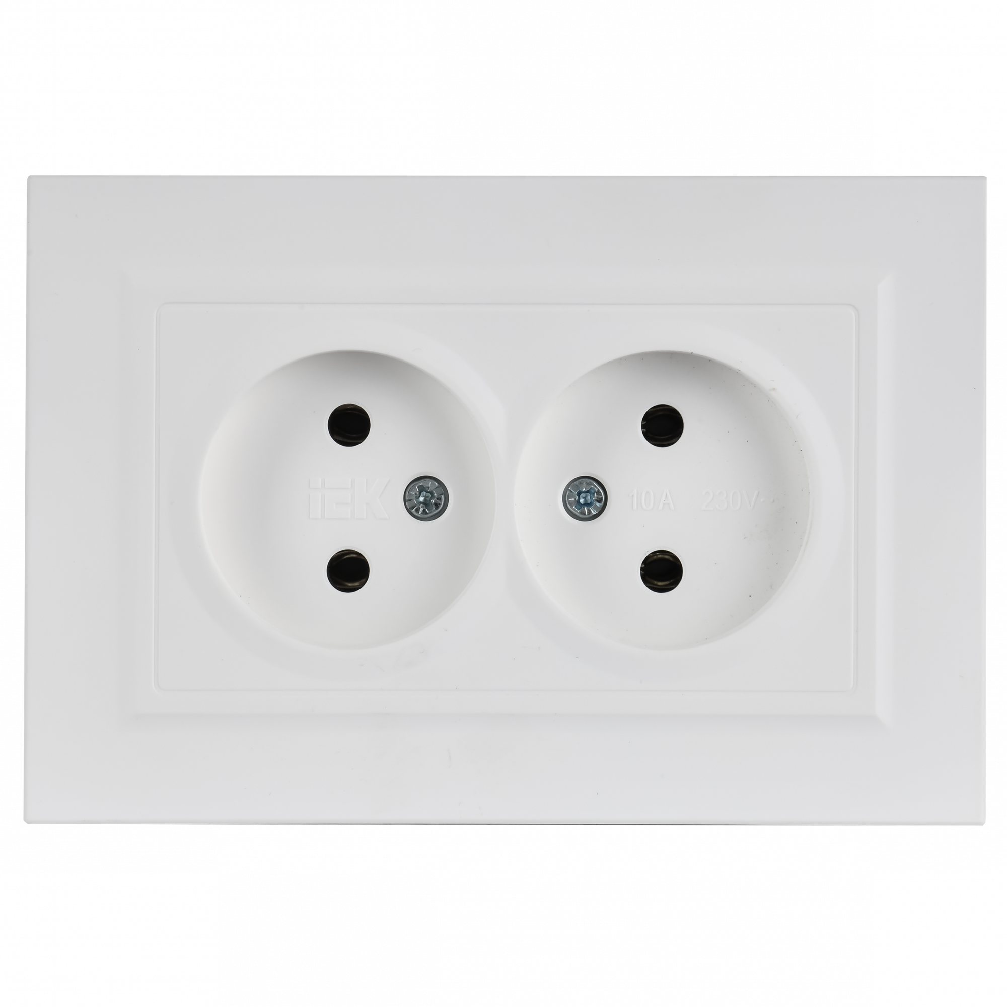 BRITE Розетка 2-местная без заземления без защитных шторок 10А в сборе РС12-2-БрАБ арктический белый IEK BR-R20-10-K91-F