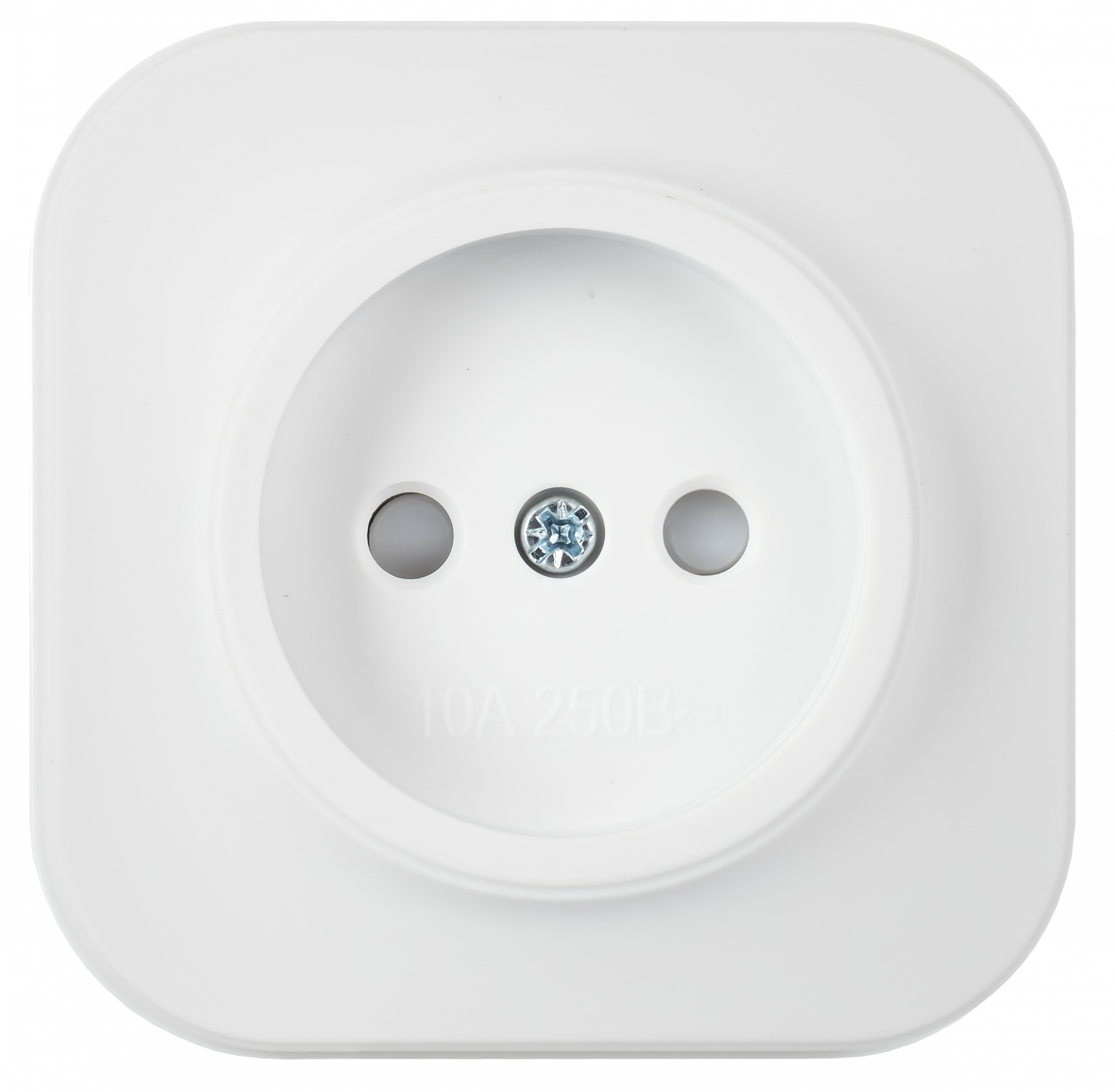 GLORY Розетка 1-местная для открытой установки без заземления с защитными шторками 10А РСш20-2-ХБм белый матовый IEK ERH13-K01M-10