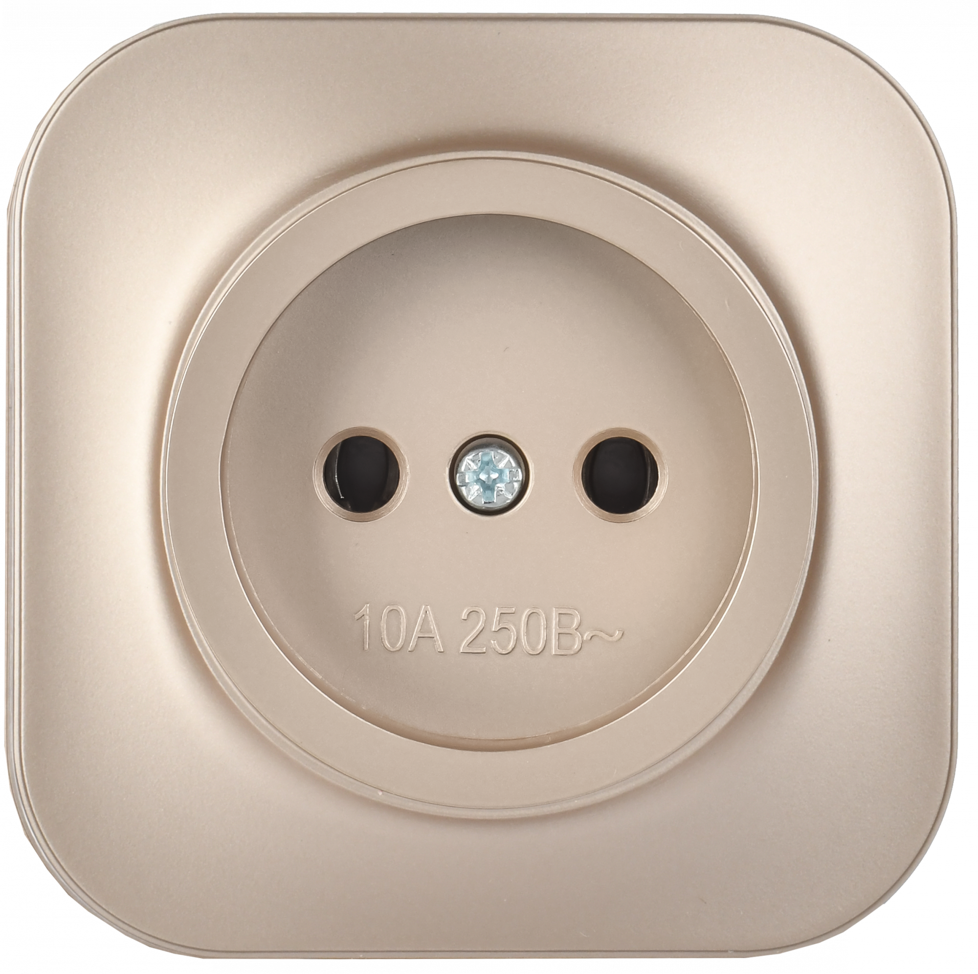GLORY Розетка 1-местная для открытой установки без заземления без защитных шторок 10А РС20-2-ХШм шампань матовый IEK ERH10-K37M-10