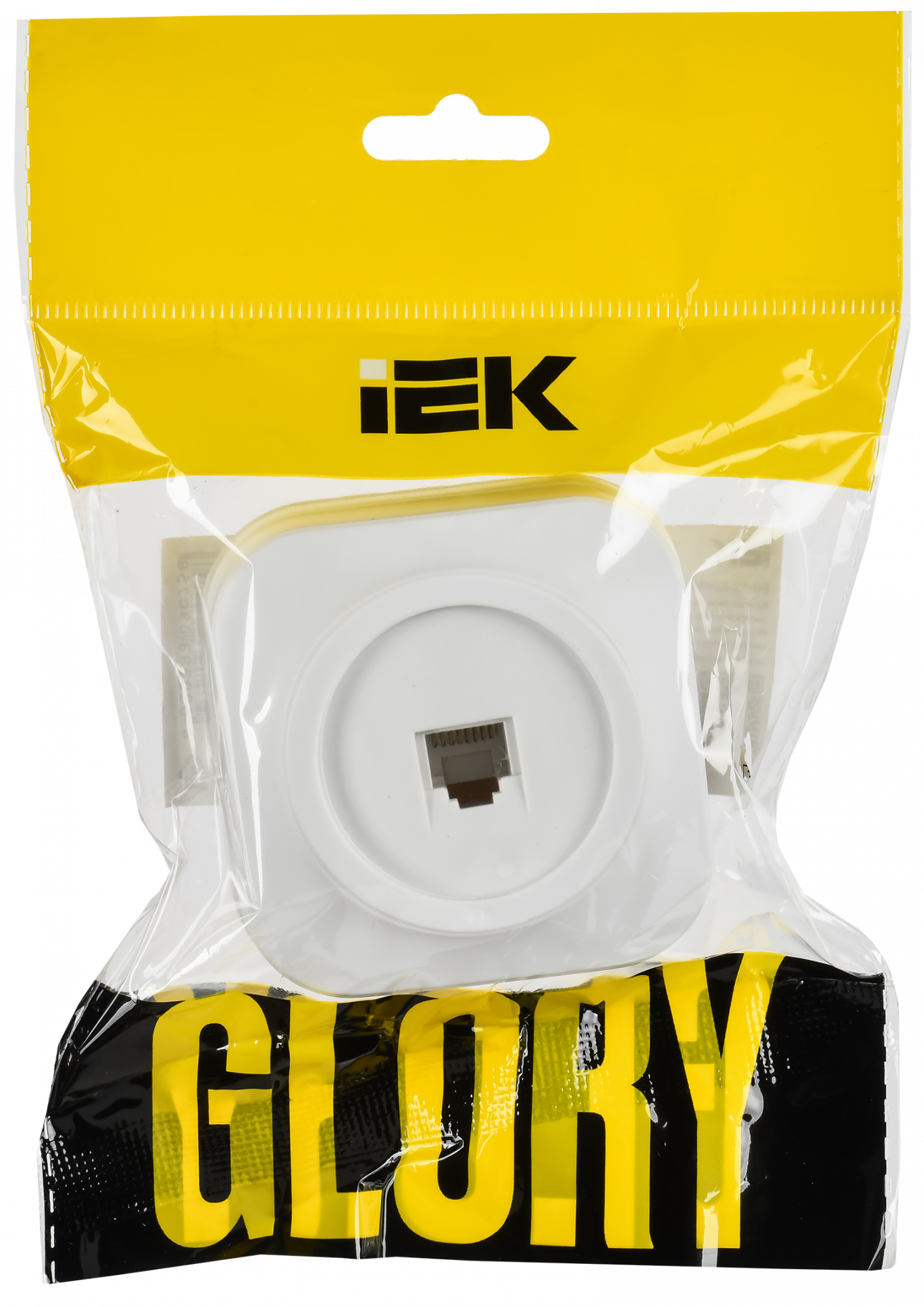 GLORY Розетка для открытой установки компьютерная RJ45 кат.5E РК10-ХБм белый матовый IEK EKH10-K01M