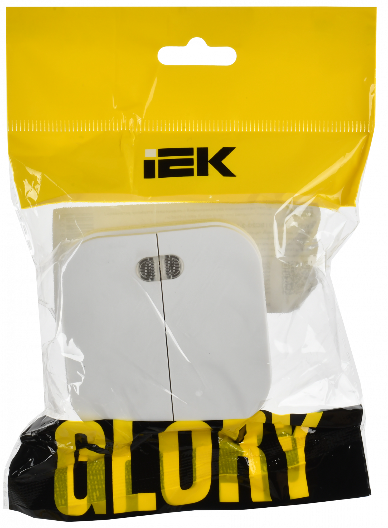 GLORY Выключатель 2-клавишный для открытой установки с индикацией 10А ВС20-2-1-ХБм белый матовый IEK EVH21-K01M-10