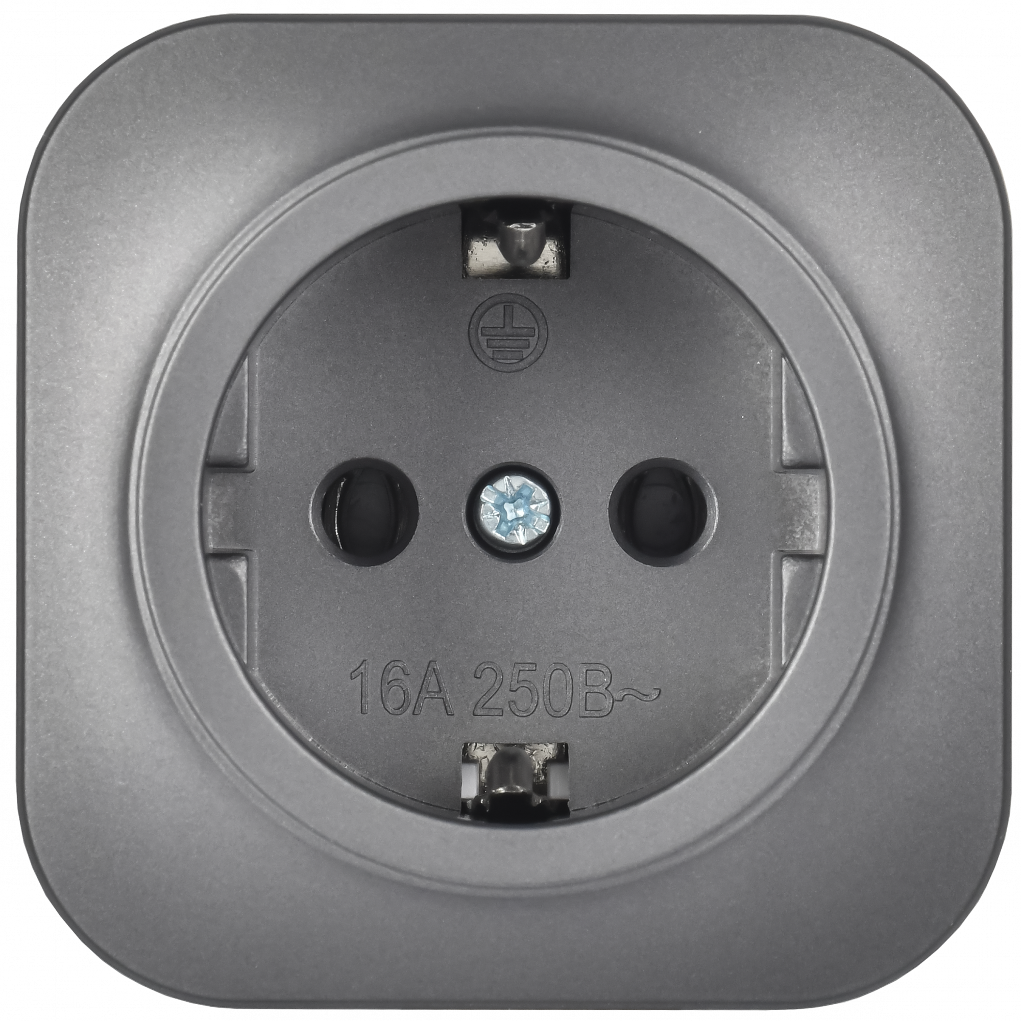 GLORY Розетка 1-местная для открытой установки с заземлением без защитных шторок 16А РС20-3-ХСм сталь матовый IEK ERH11-K46M-16