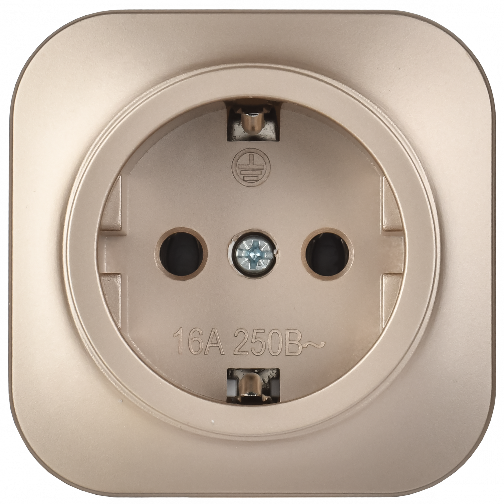 GLORY Розетка 1-местная для открытой установки с заземлением без защитных шторок 16А РС20-3-ХШм шампань матовый IEK ERH11-K37M-16