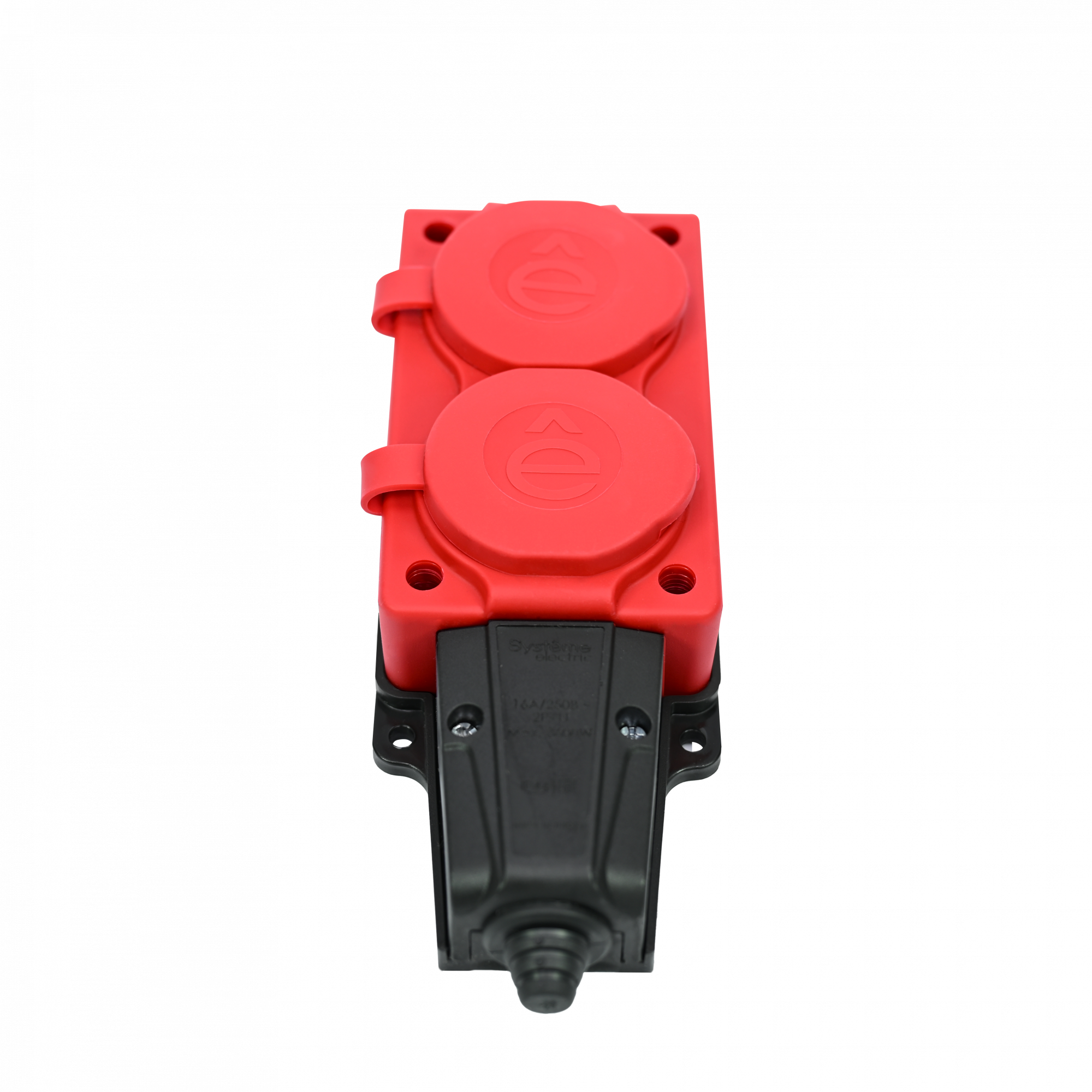 MultiSet Колодка 2х розетка 2К+З каучуковая 16А/250В IP44 Красная Systeme Electric MST4122RD