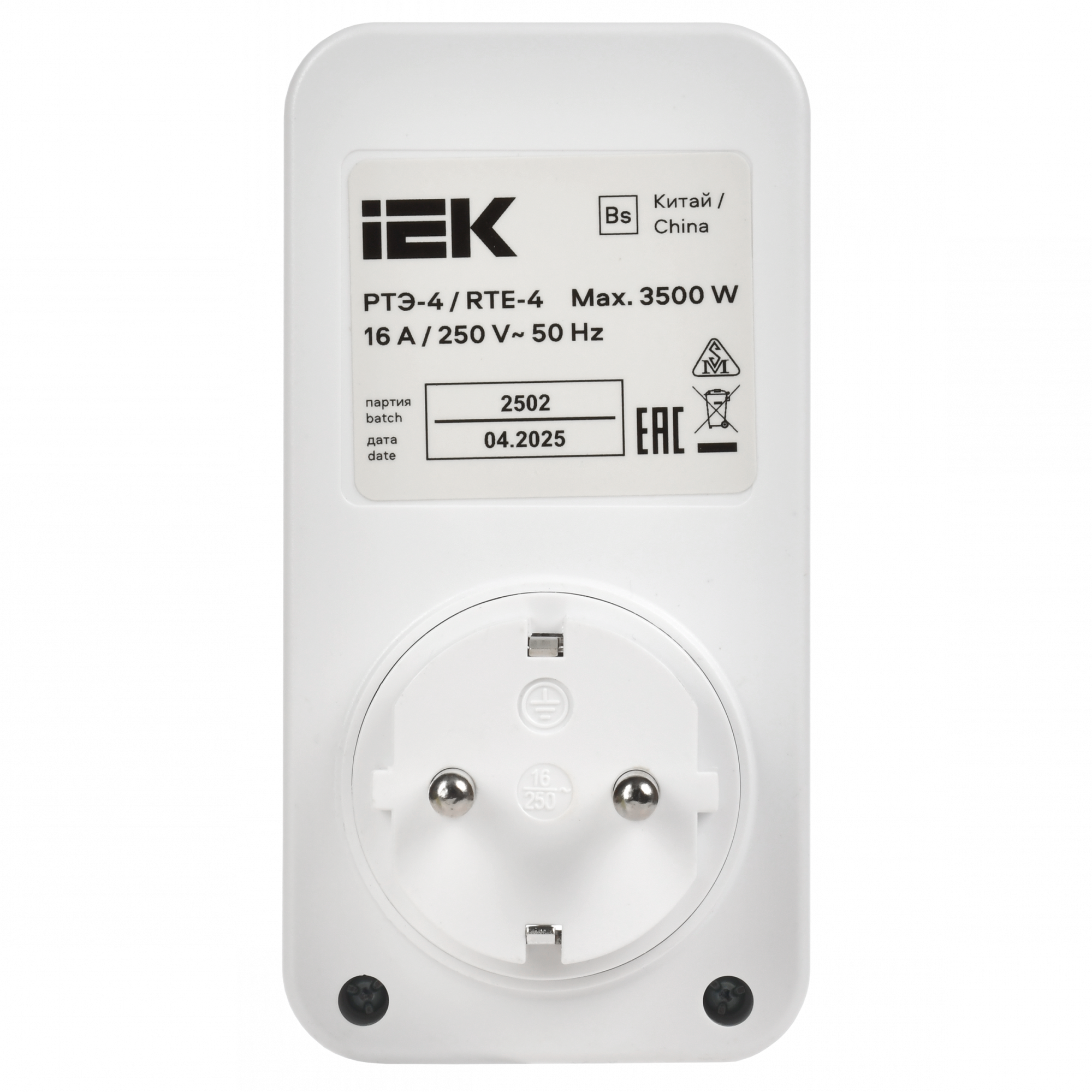 РТЭ-4 Розетка-таймер электронный с USB A+C        15мин-8ч 16А IP20 белый IEK ERT12-1-16-O-15-2-20-K01
