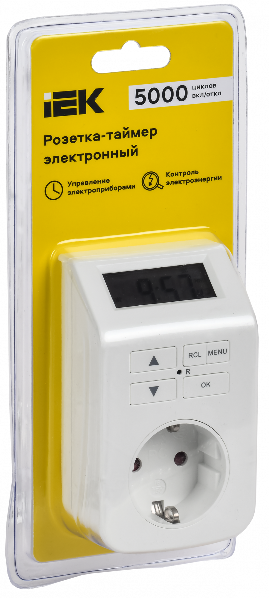 РТЭ-5 Розетка-таймер электронный 1мин 7дн 112on/off 16А IP20 белая IEK ERT10-1-16-N-01-6-K01