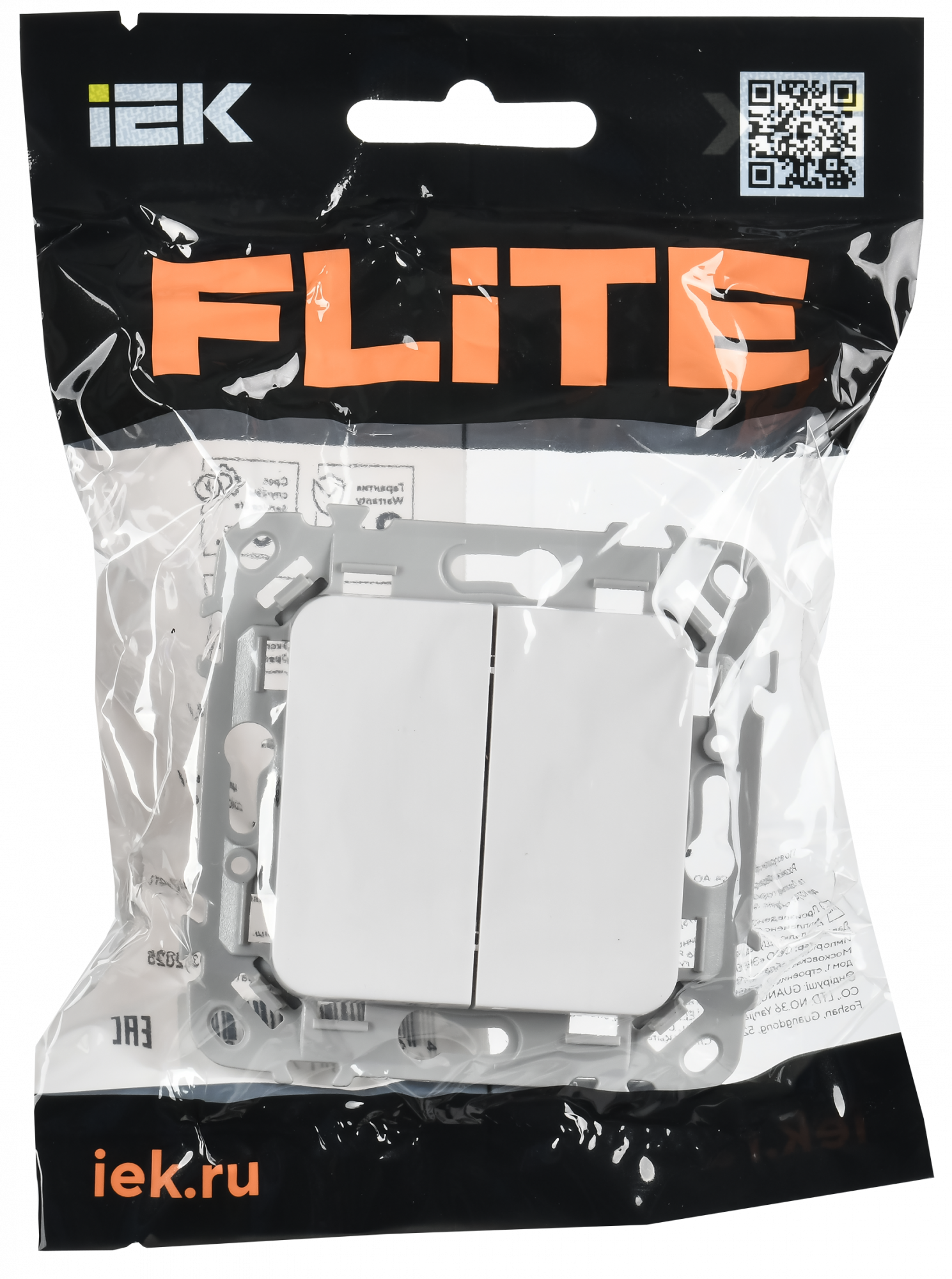 FLITE Выключатель 2-клавишный 10А ВС12-1-0-ФлБ белый IEK FI-V20-0-10-1-K01