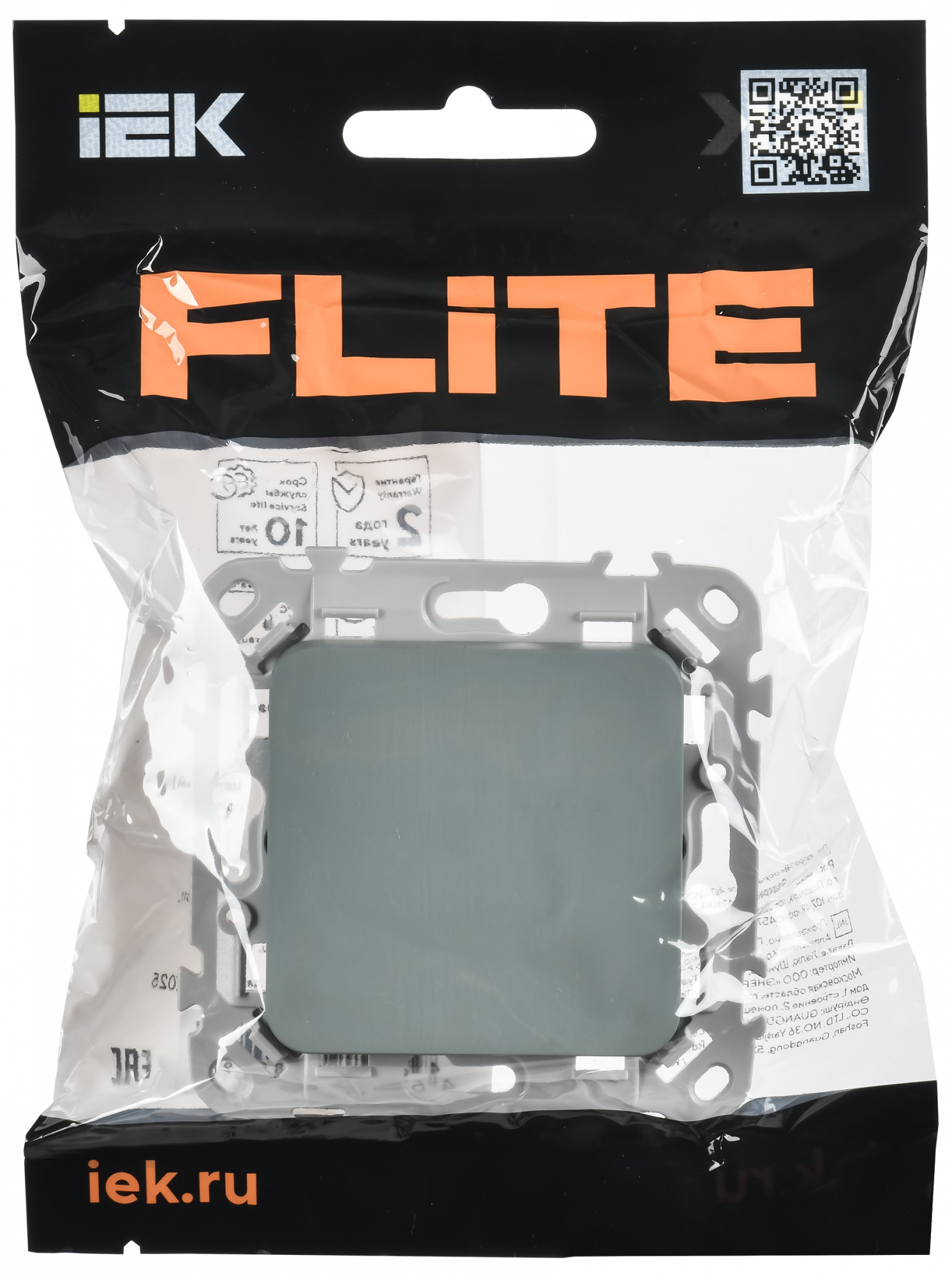 FLITE Выключатель 1-клавишный 10А ВС11-1-0-ФлС серый IEK FI-V10-0-10-1-K03