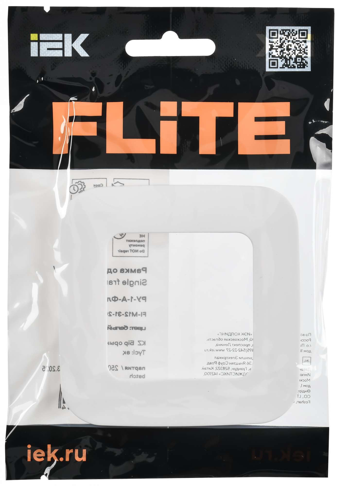 FLITE ARTISTIC Рамка 1-местная РУ-1-А-ФлБ белый IEK FI-M12-31-20-K01