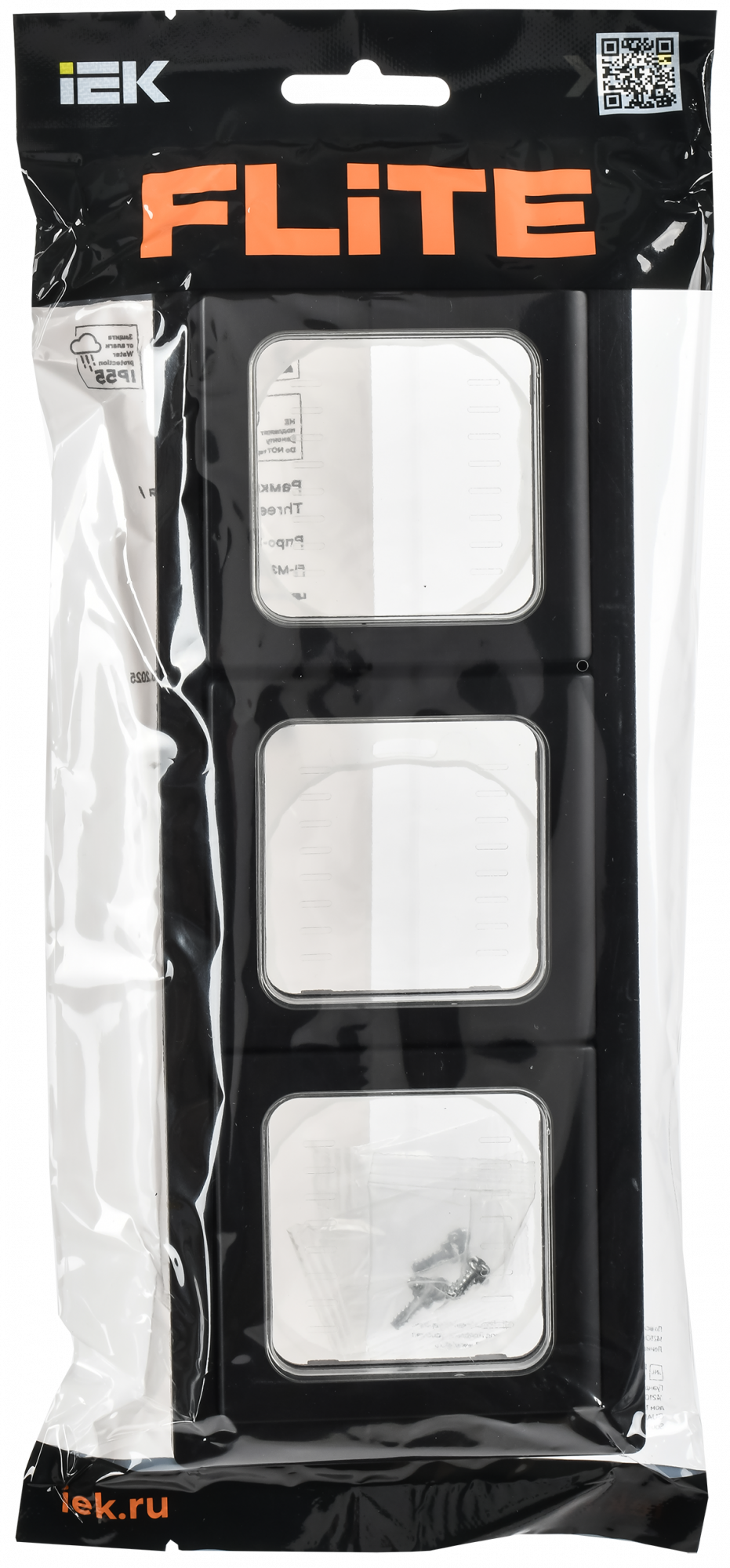 FLITE Рамка 3-местная IP55 Рпро-3-55-ФлЧ черный IEK FI-M30-32-55-K02