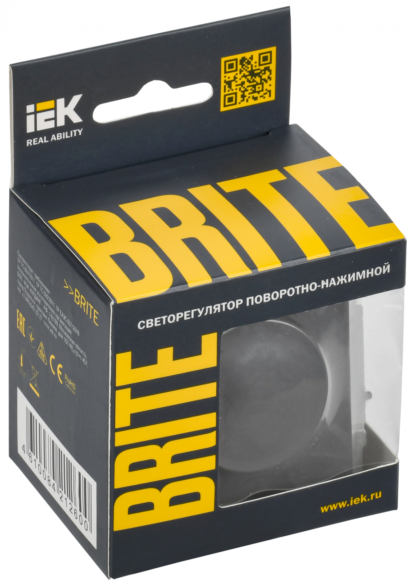 BRITE Светорегулятор поворотно-нажимной 600Вт СС10-1-0-БрГ графит IEK BR-D20-0600-K53