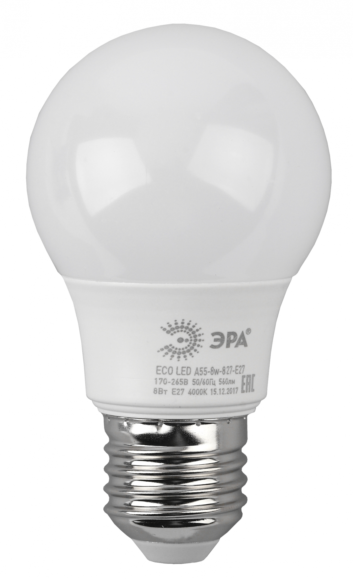 Лампа светодиодная LED 8 Вт 640Лм 2700К груша теплый E27 220-240В ECO LED A55-8W-827-E27 Red Line ЭРА Б0032095