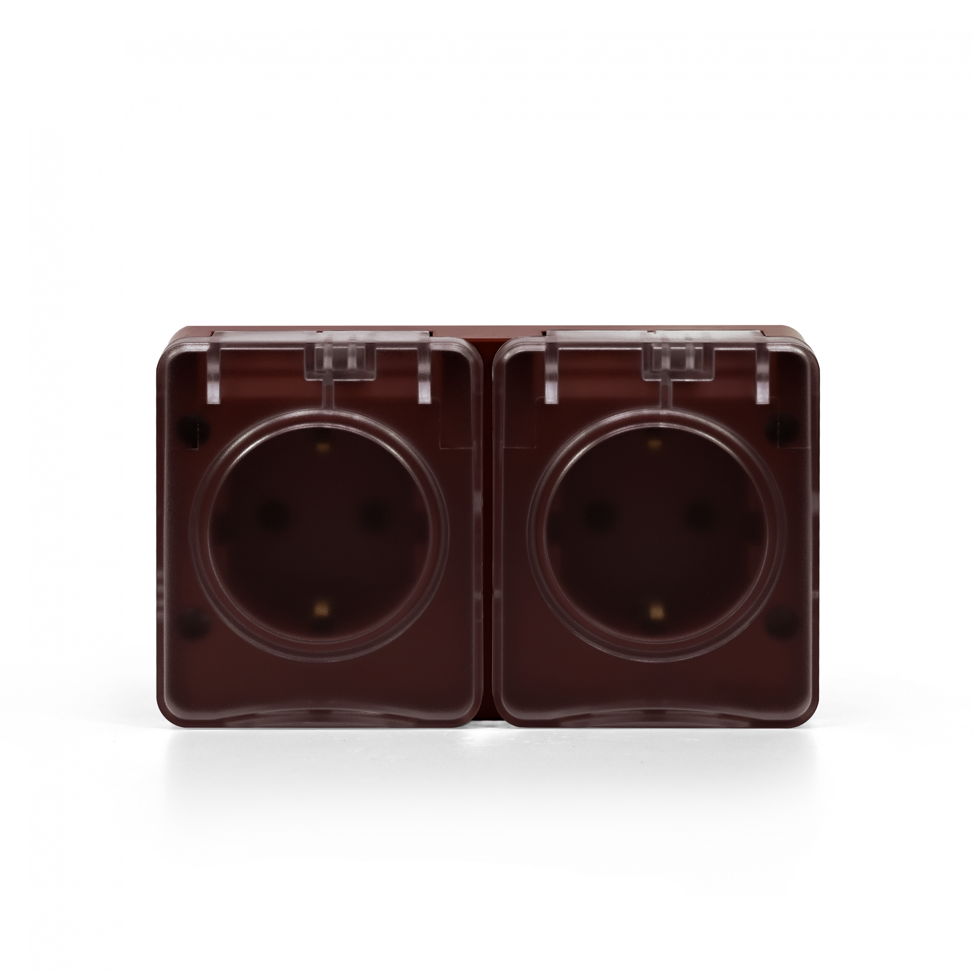 AtlasDesign PROFI IP54 О/У РОЗЕТКА двойная с з/к со шторками 16А, КОРИЧНЕВЫЙ Systeme Electric ATN546026