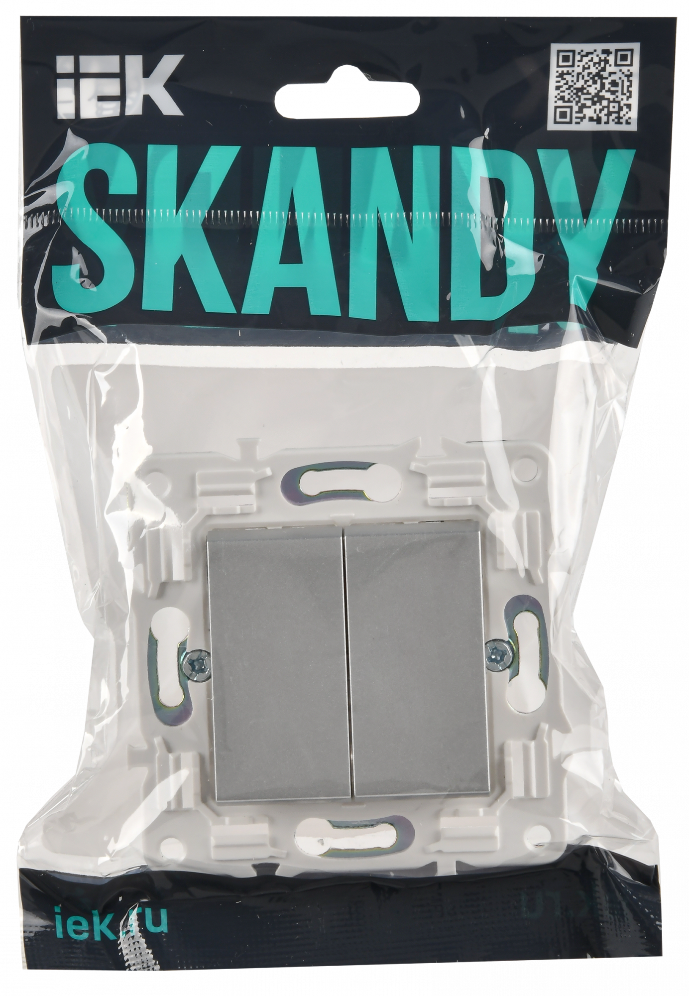 SKANDY Выключатель 2-клавишный 10А SK-V04S серебряный IEK SK-V20-0-10-K23