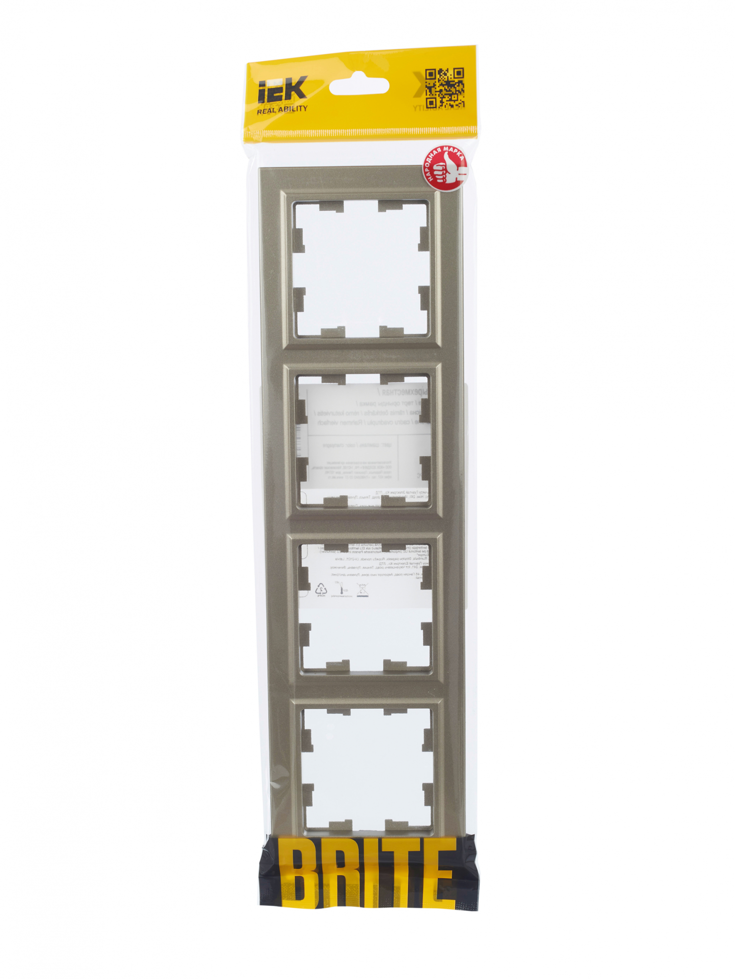 BRITE Рамка 4 поста РУ-4-БрШ шампань IEK BR-M42-K37