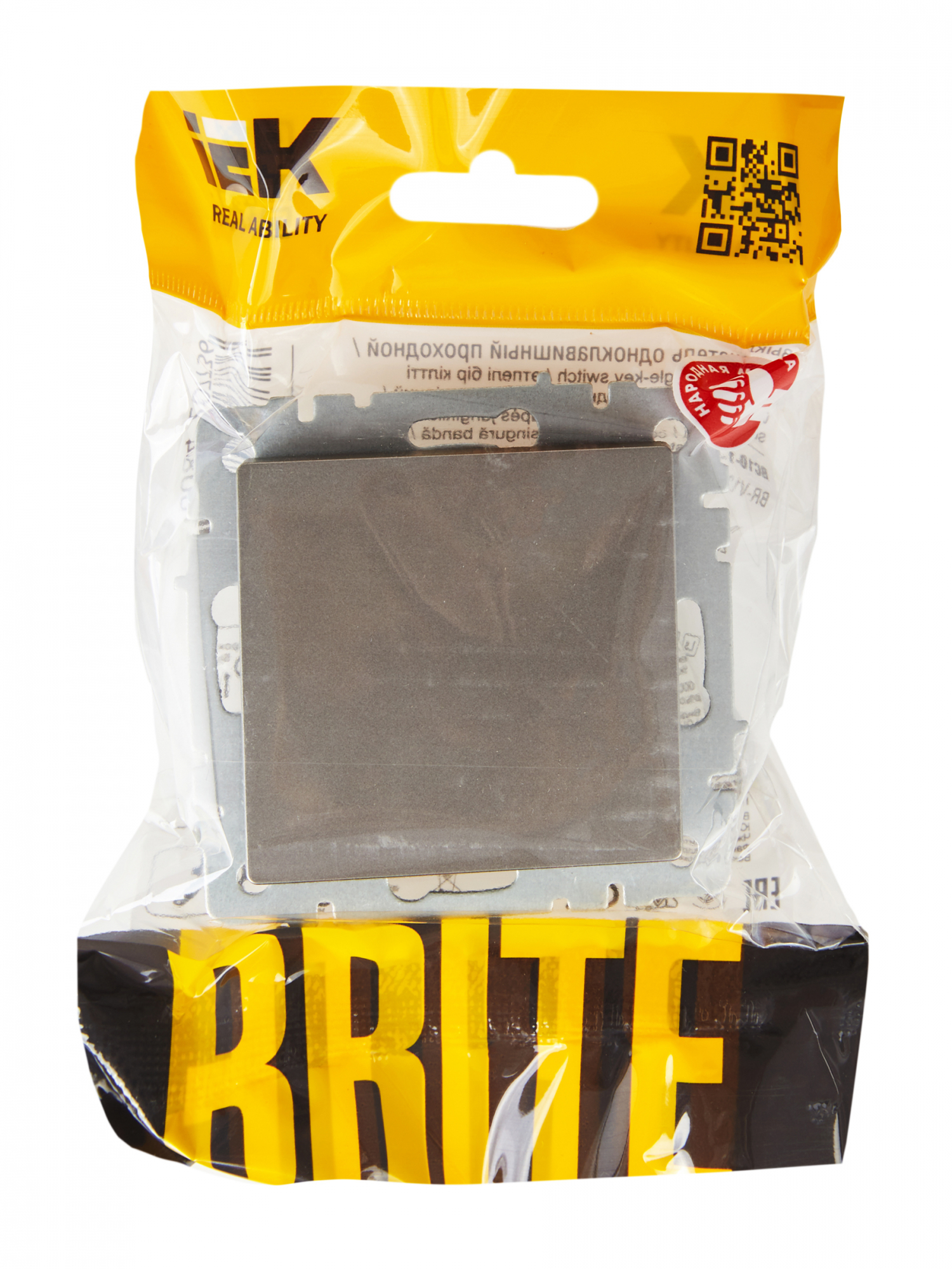 BRITE Выключатель одноклавишный проходной 10А ВС10-1-6-БрС сталь IEK BR-V12-0-10-K46