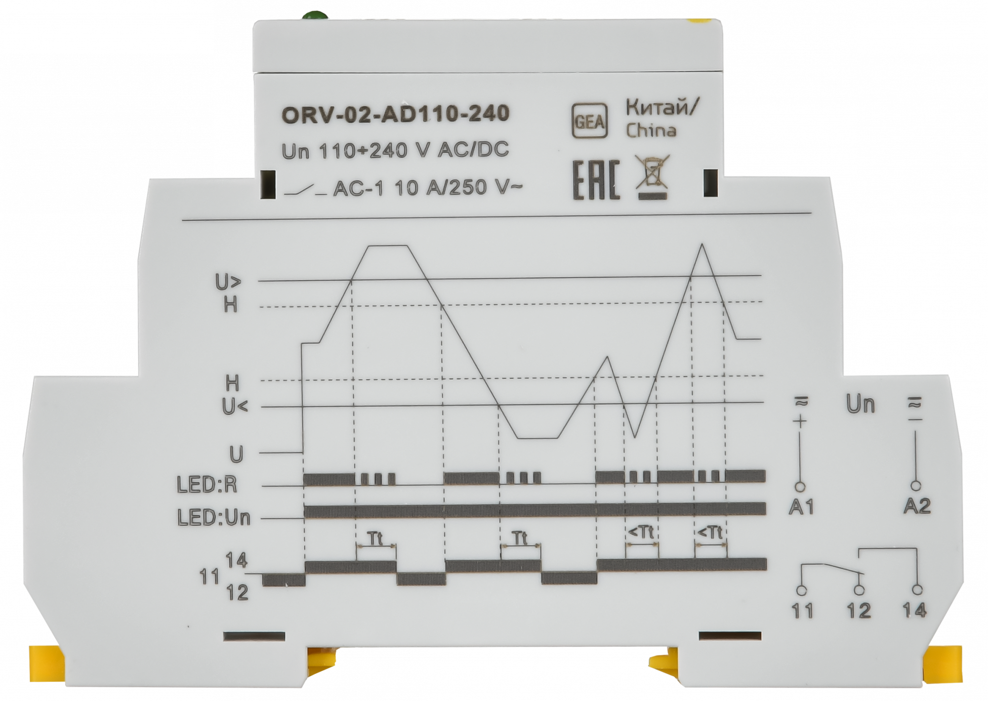 Реле повышения напряжения ORV. 1ф 110-240 В AC/DC ONI ORV-02-AD110-240