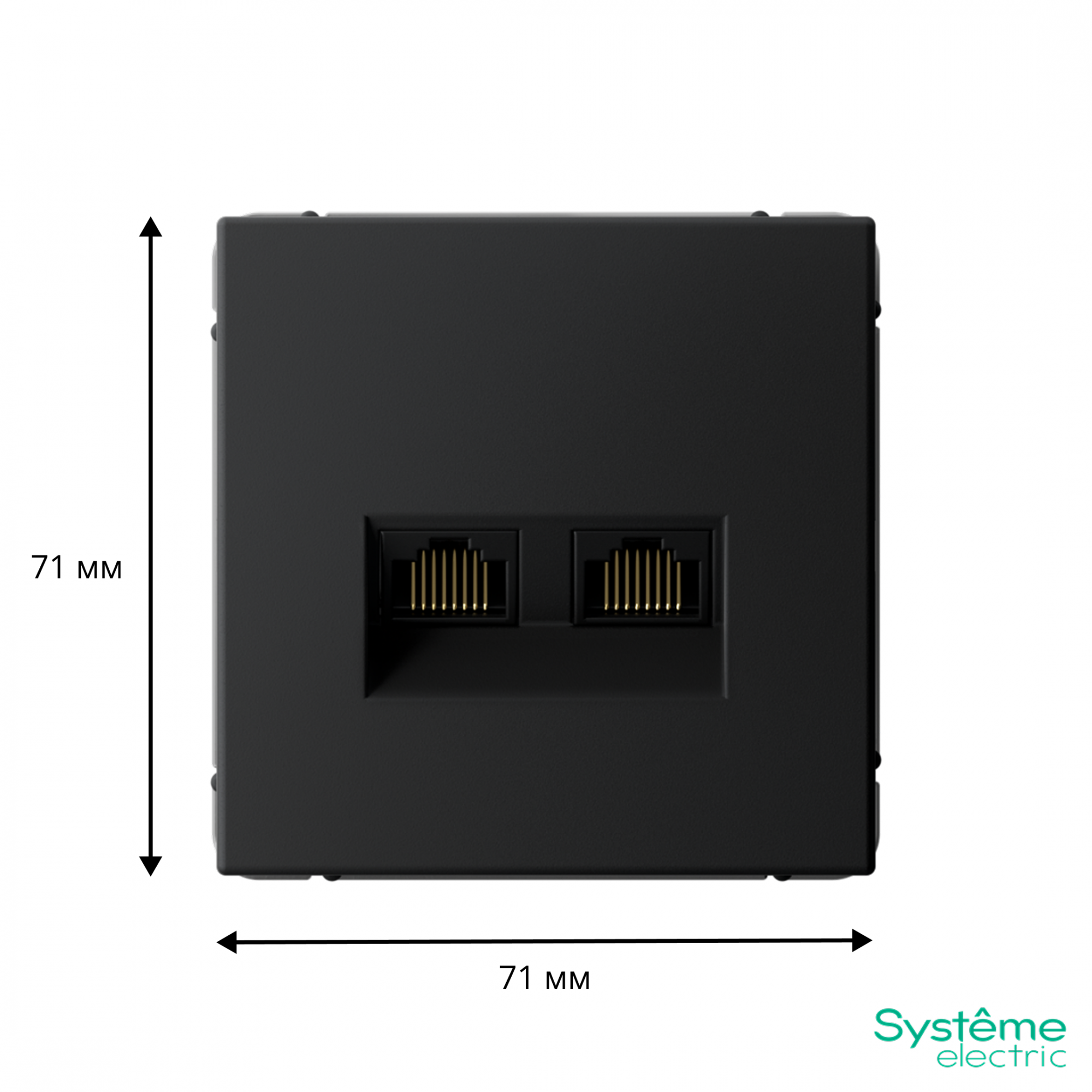 ARTGALLERY розетка двойная компьютерная RJ45+RJ45, кат.6А, механизм, карбон Systeme Electric GAL001088
