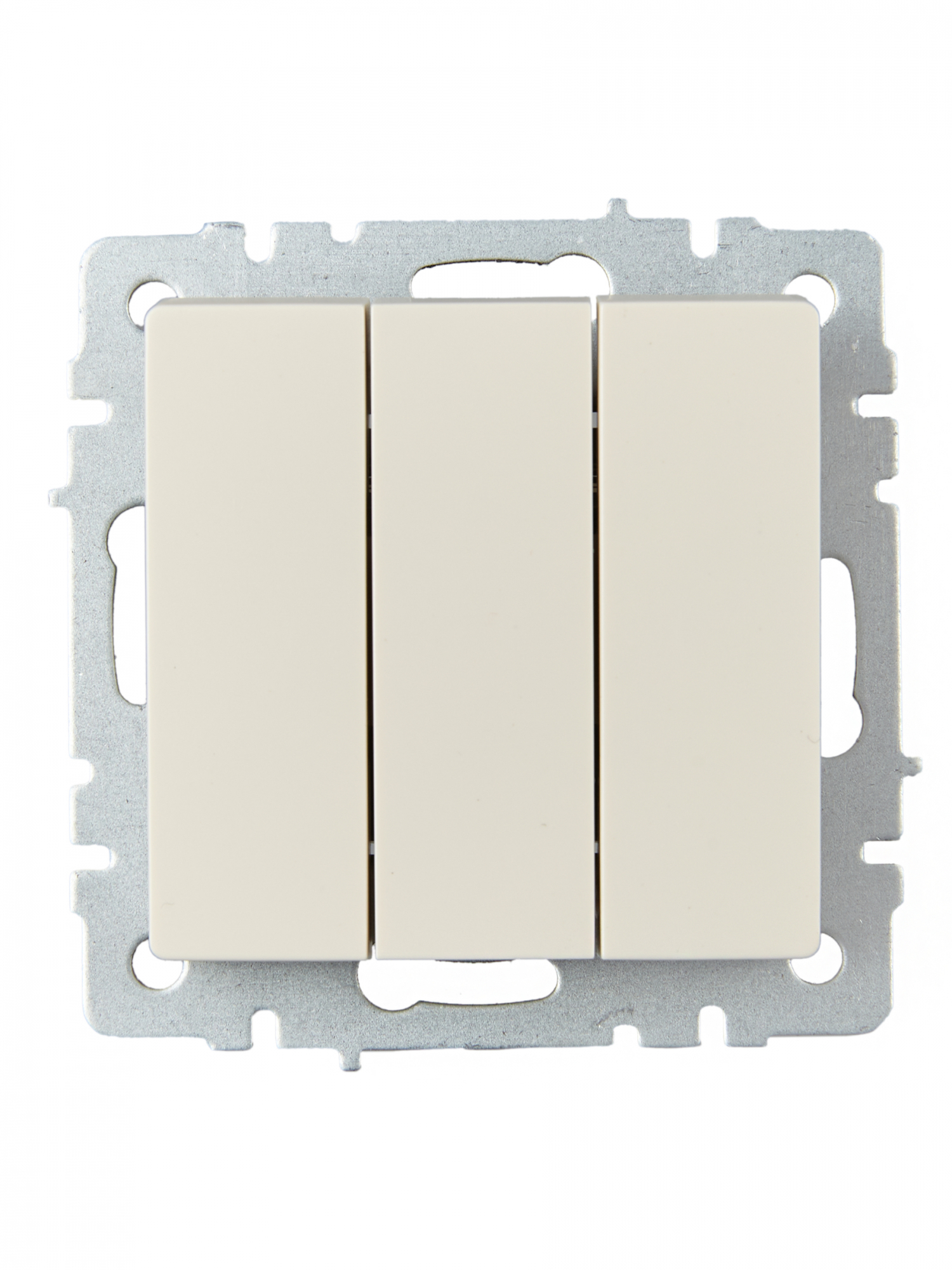 BRITE Выключатель трехклавишный 10А ВС10-3-0-БрКр бежевый IEK BR-V30-0-10-K10
