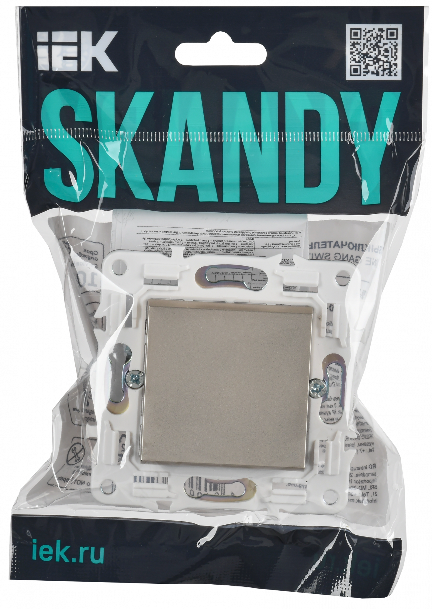 SKANDY Выключатель 1-клавишный проходной 10А SK-V02Sh шампань IEK SK-V12-0-10-K37