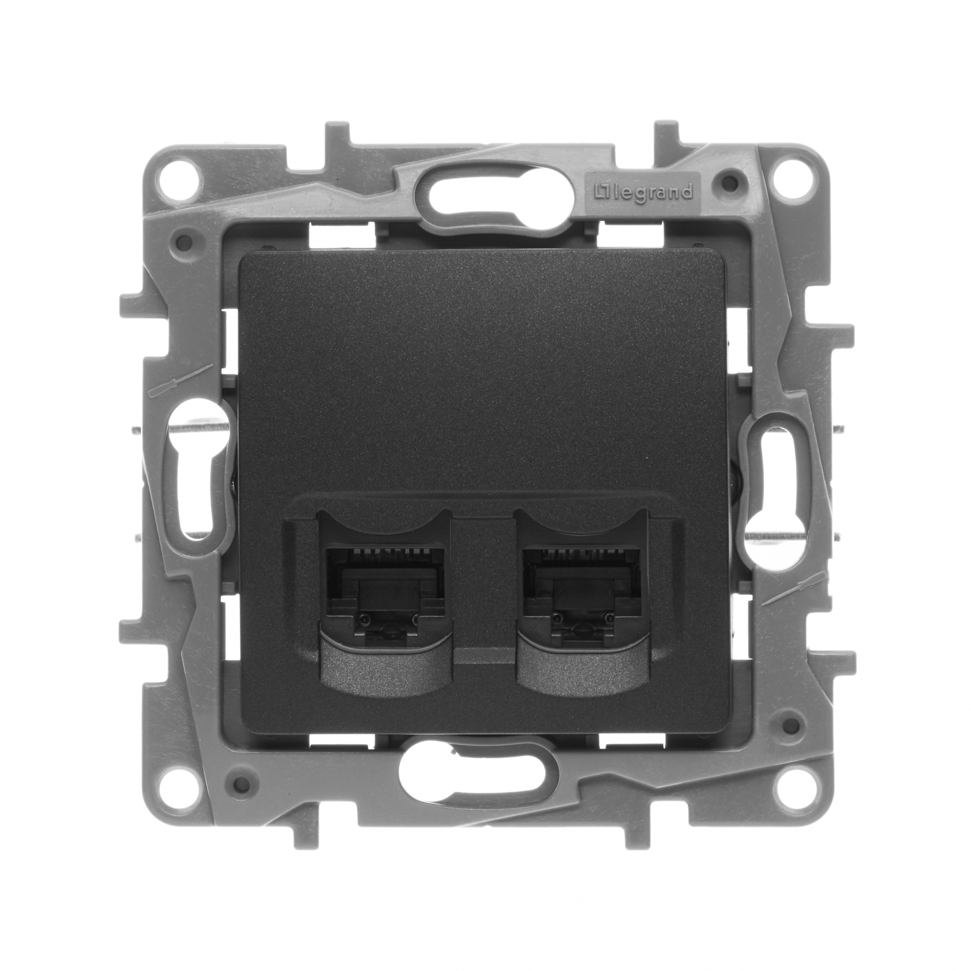 Розетка компьютерная двойная RJ45 категория 5Е UTP антрацит ETIKA IEK 672655