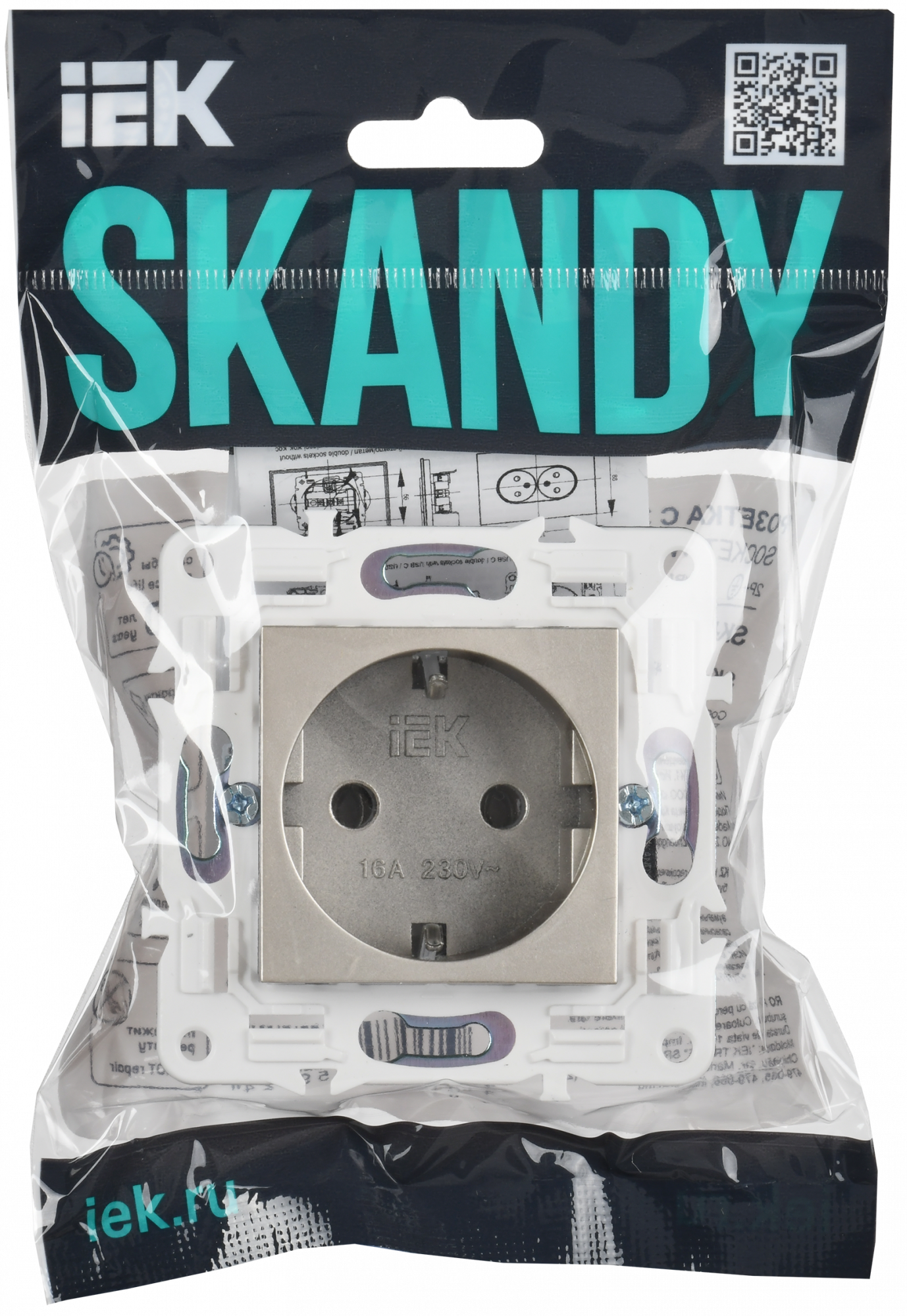 SKANDY Розетка с заземлением без защитных шторок 16А SK-R05Sh шампань IEK SK-R11-16-K37