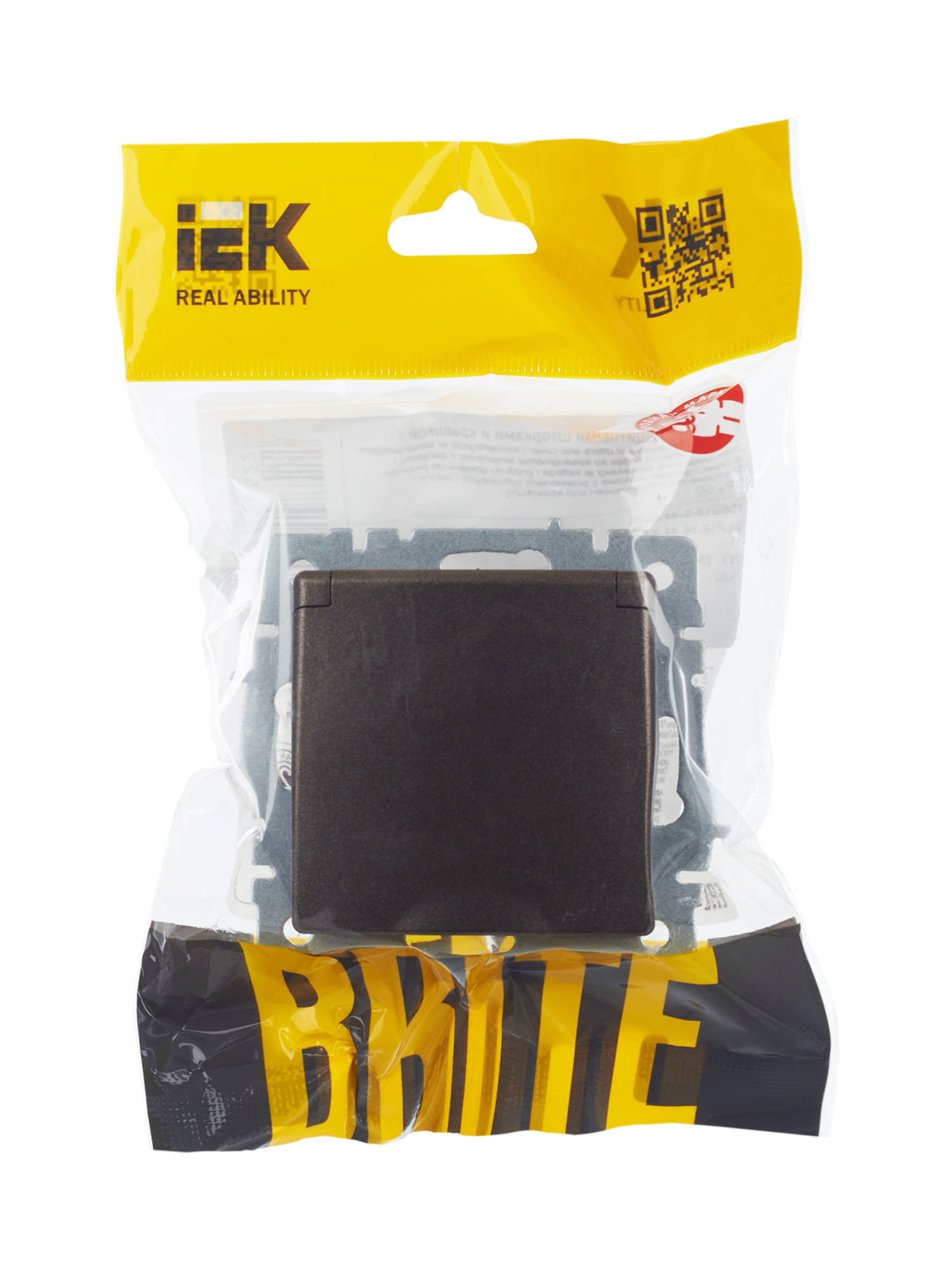 BRITE Розетка с заземлением с защитными шторками и крышкой 16А IP44 РСбш10-3-44-БрТБ темная бронза IEK BR-R16-16-44-K45