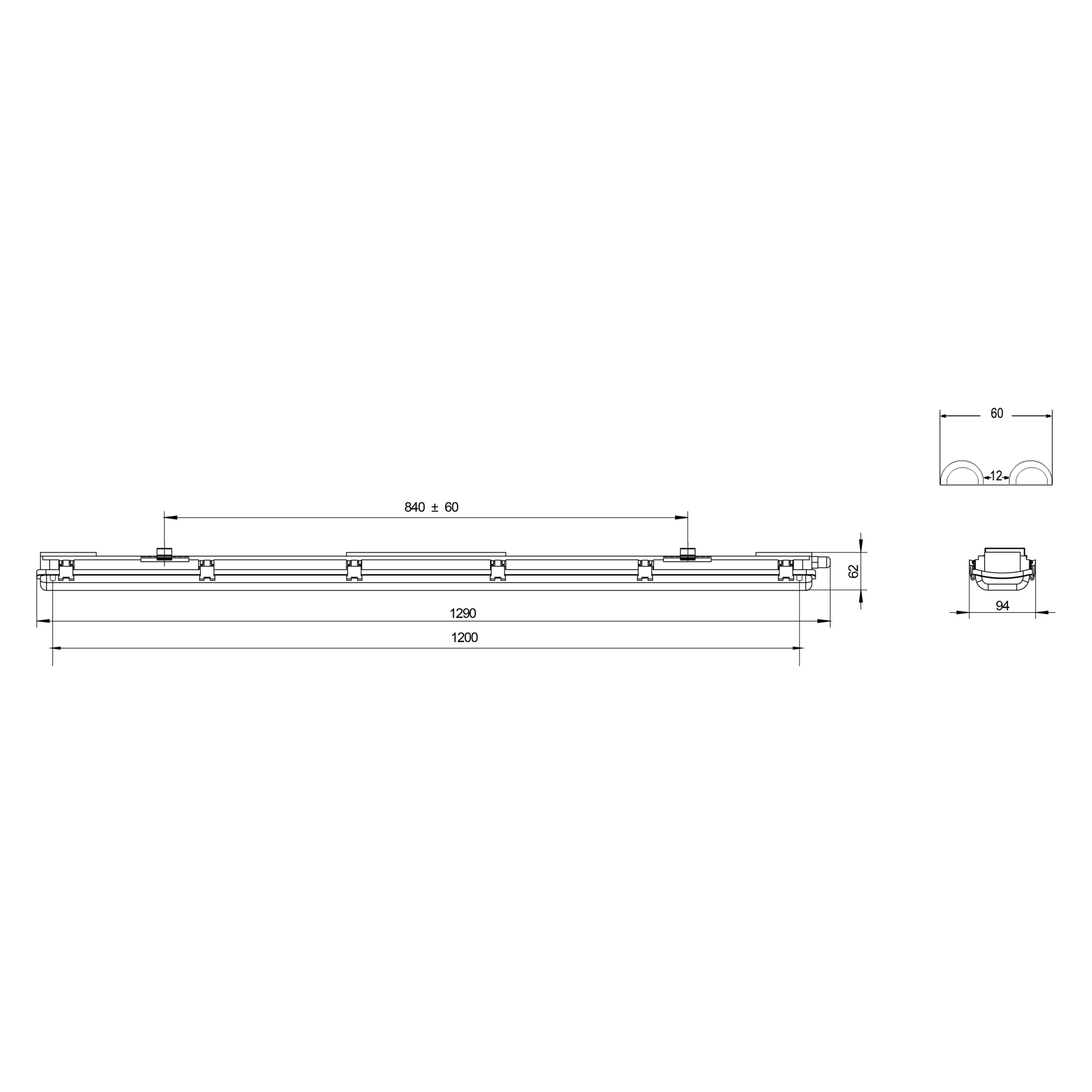 Светильник под две светодиодные лампы SPP-101-0-002-120 IP65 T8 G13 1200мм (8/144) ЭРА Б0043658