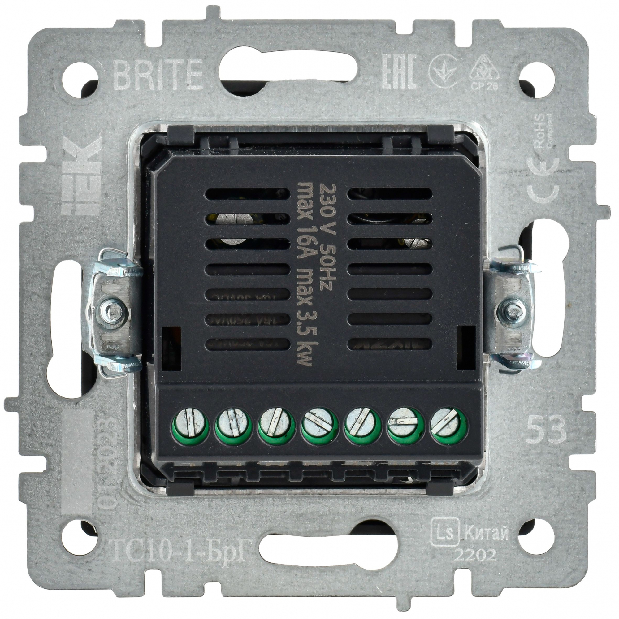 BRITE Термостат электронный с индикацией ТС10-1-БрГ графит IEK BR-RT11-K53