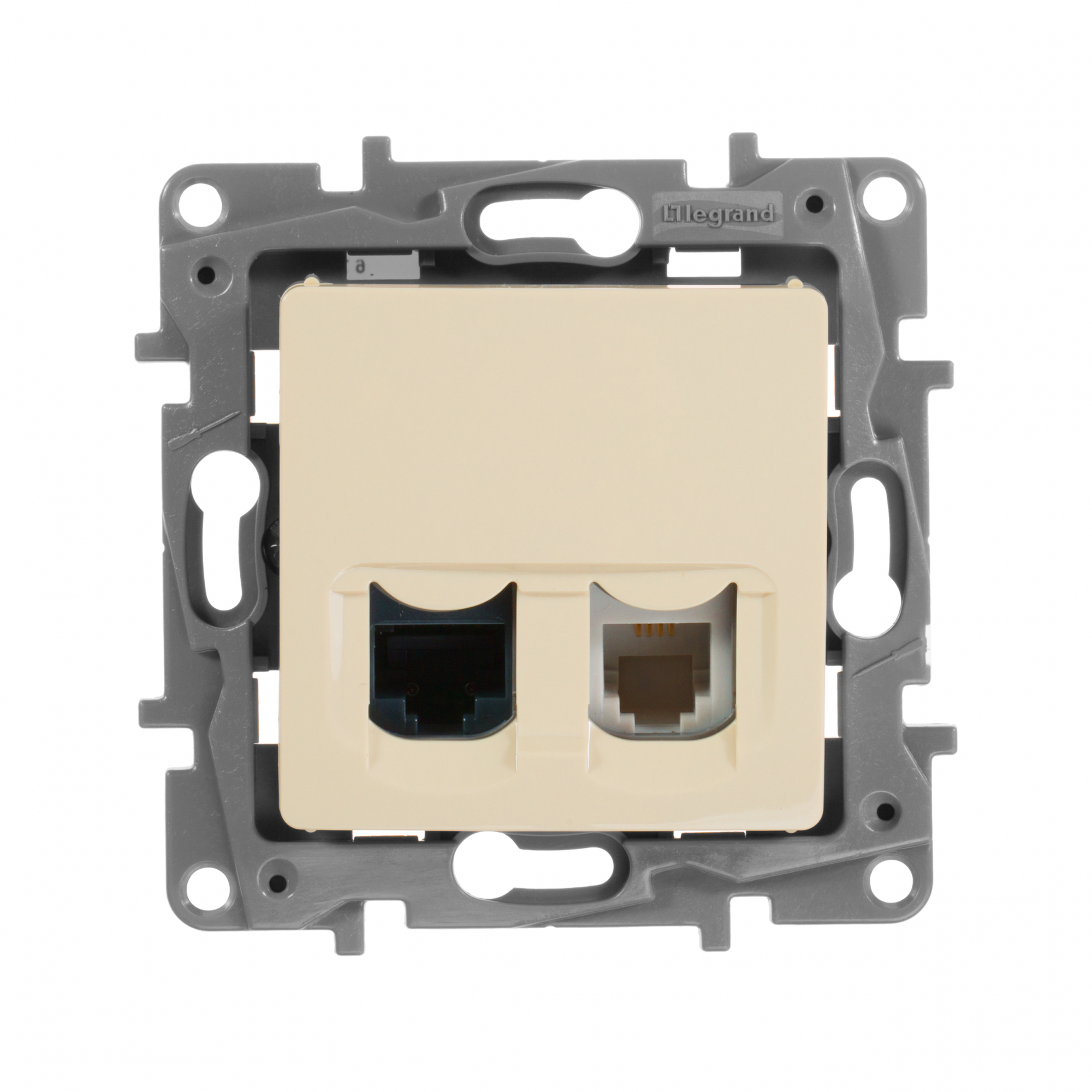 Розетка двойная RJ11+RJ45 кат.5E UTP слоновая кость ETIKA IEK 672352