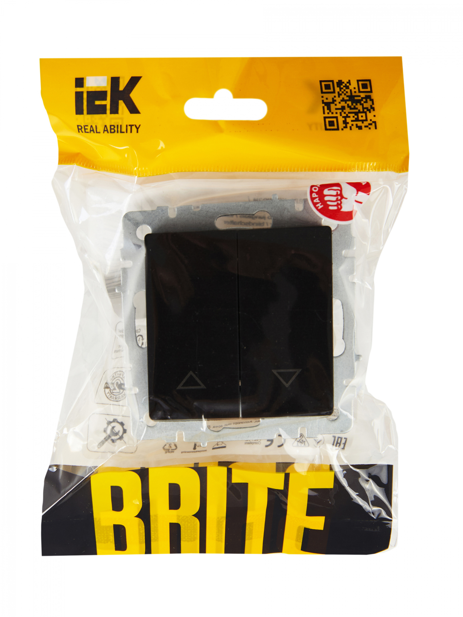 BRITE Выключатель жалюзи 10А ВС10-1-5-БрЧ черный IEK BR-V15-0-10-K02