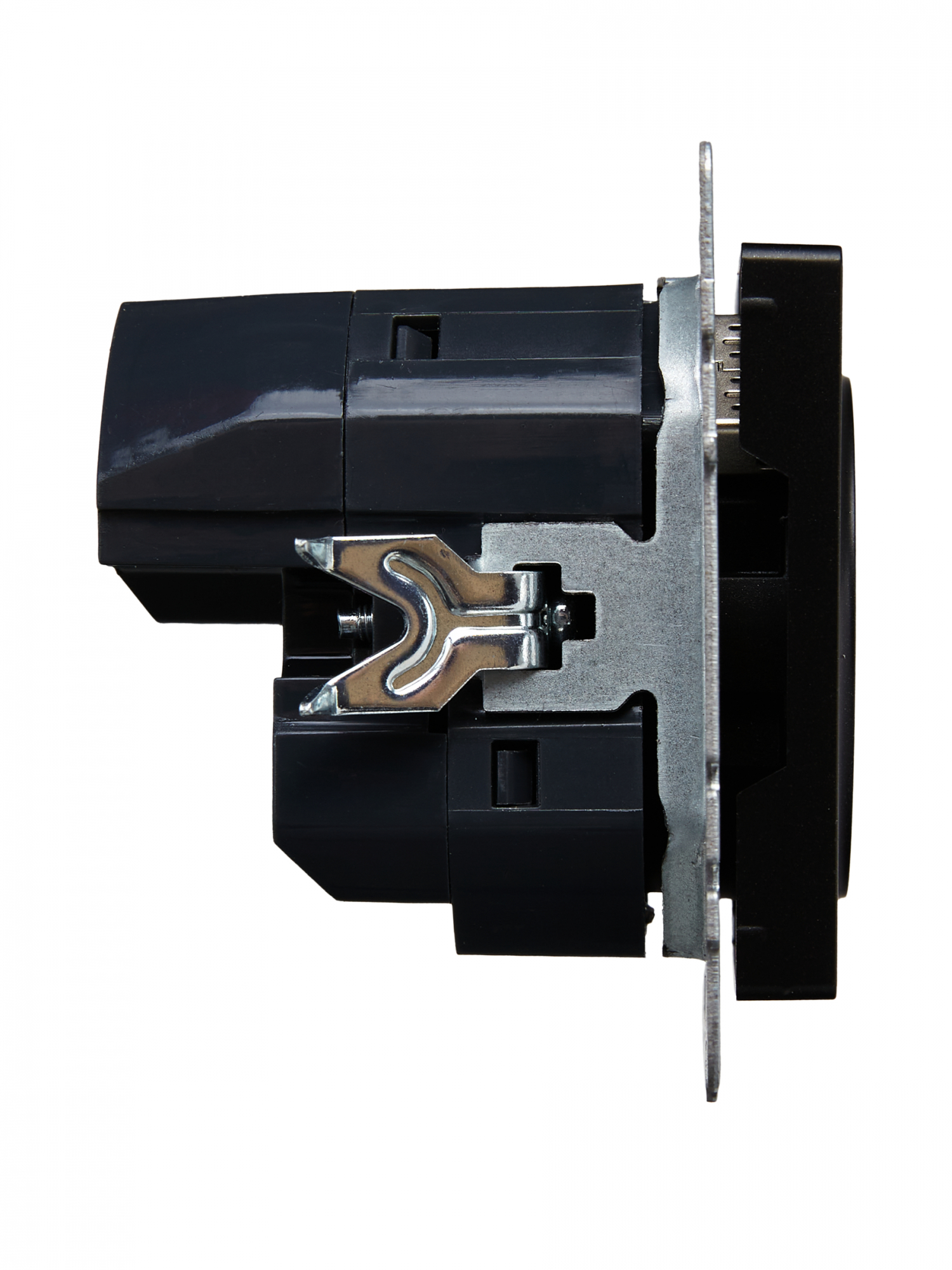 BRITE Розетка с заземлением с защитными шторками 16А с USB A+A 2,1А РЮш10-1-БрЧ черный IEK BR-R14-16-U21-D21-K02